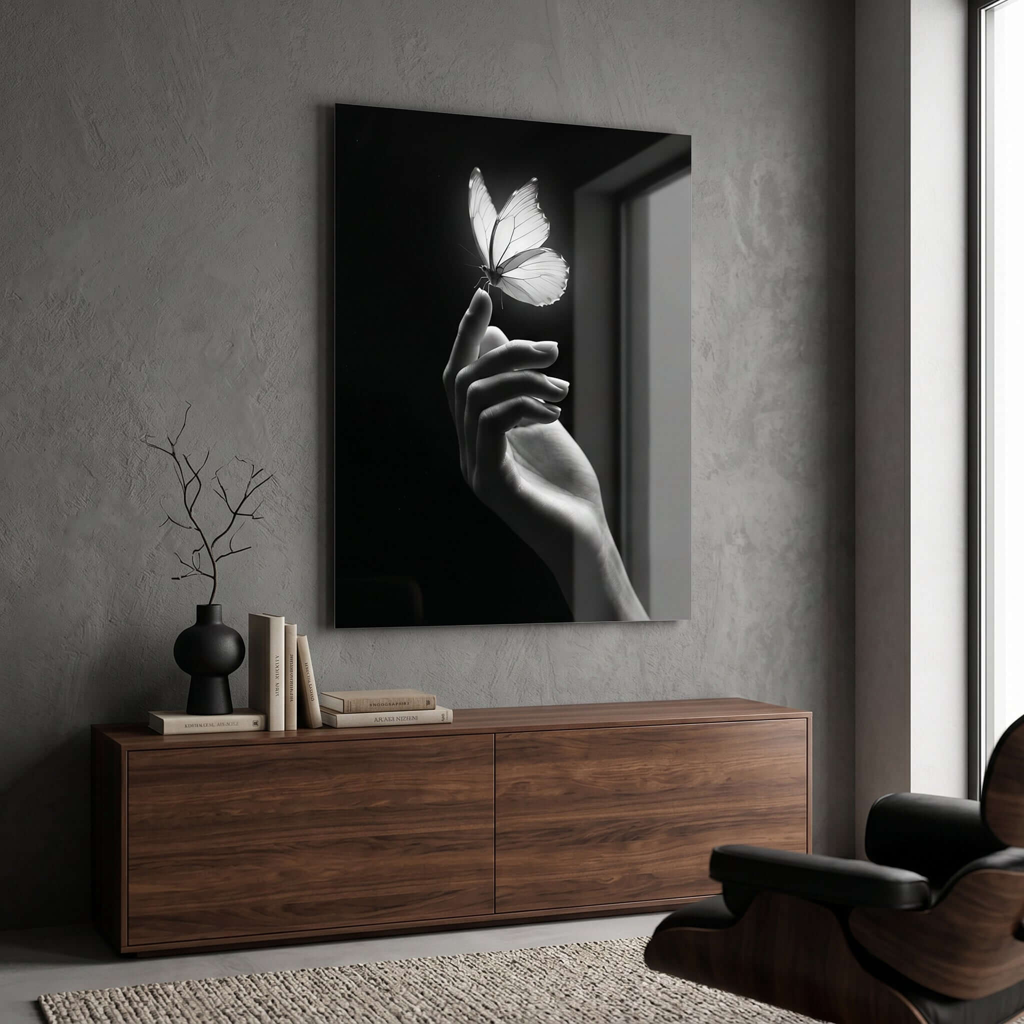 Cuadro Póster Mano con Mariposa | Decoración Minimalista