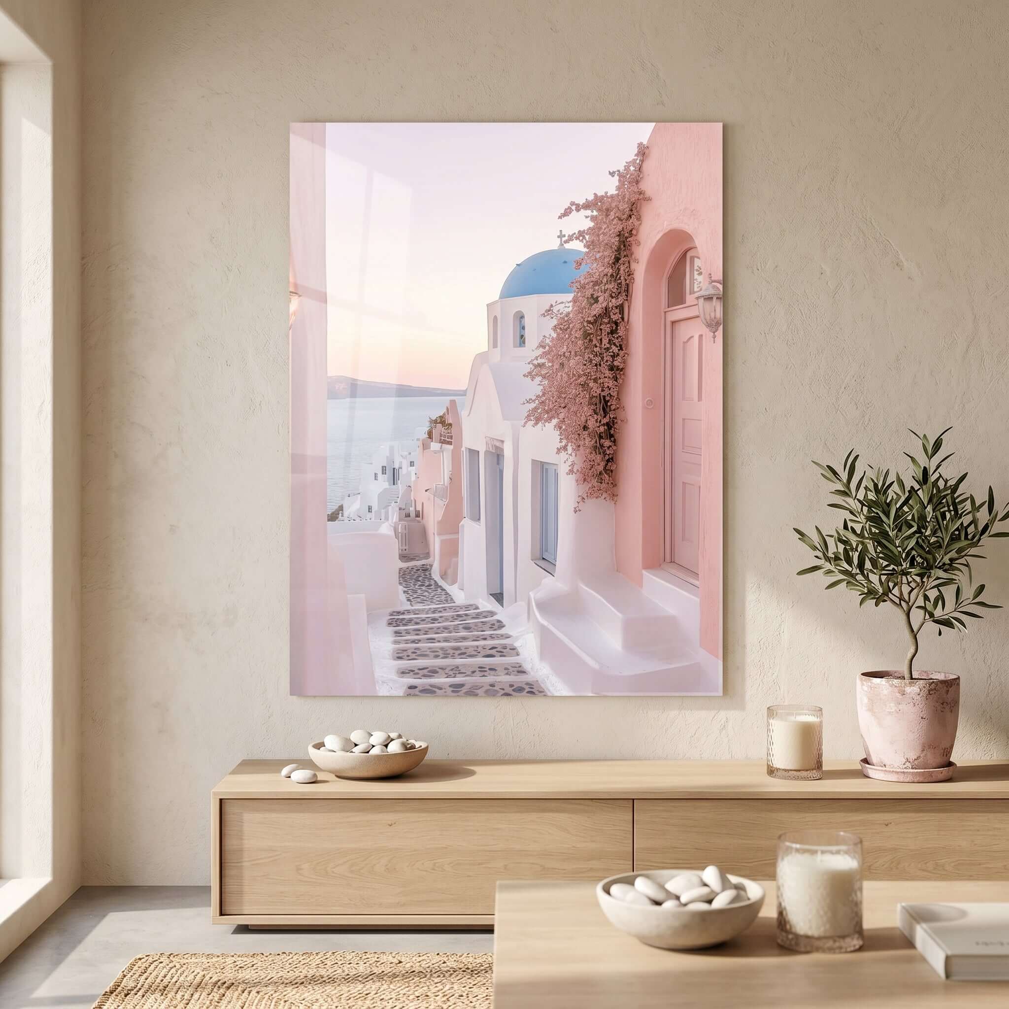 Cuadro Póster Santorini al Atardecer | Decoración Mediterránea