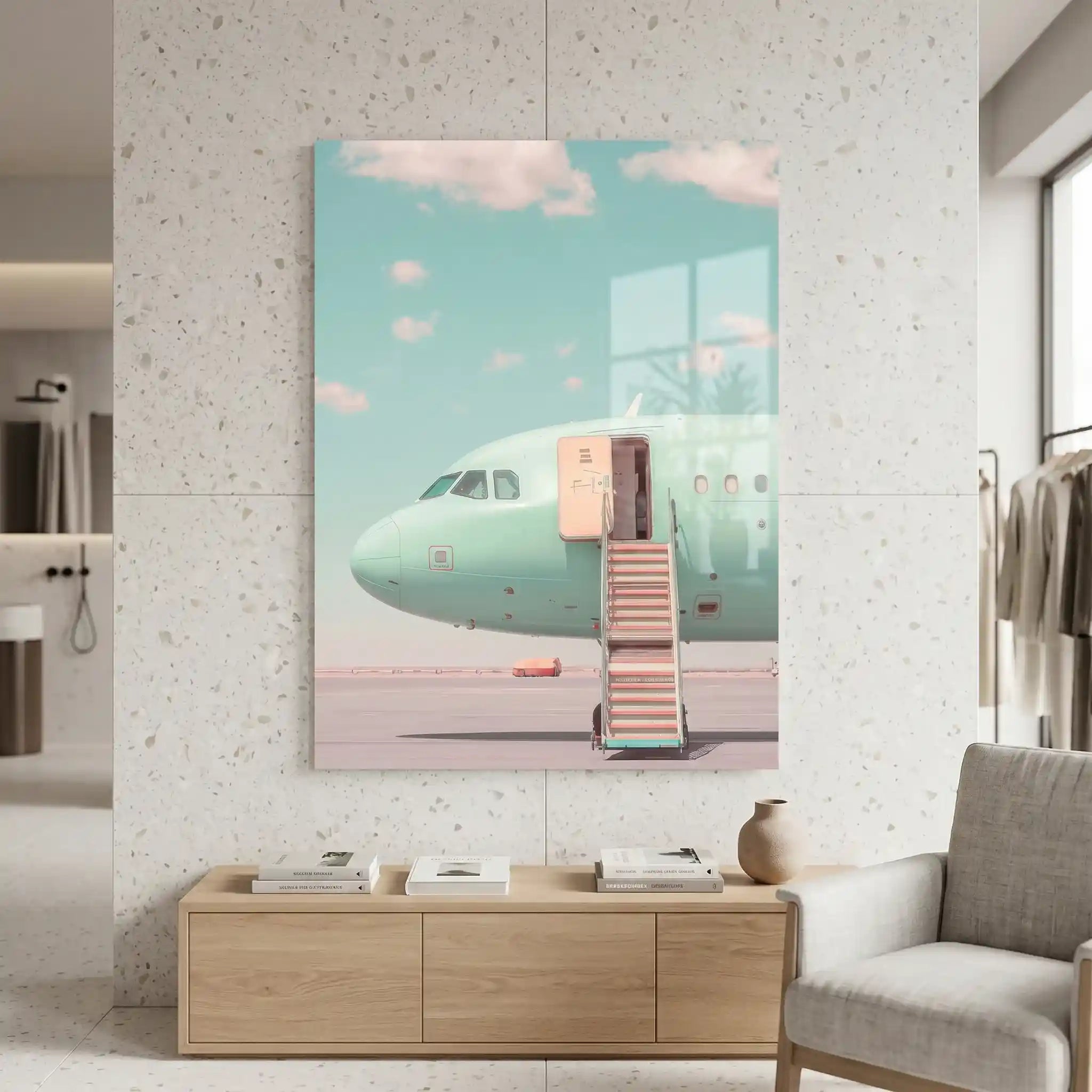 Cuadro Póster Avión Turquesa | Estilo Vintage Pastel