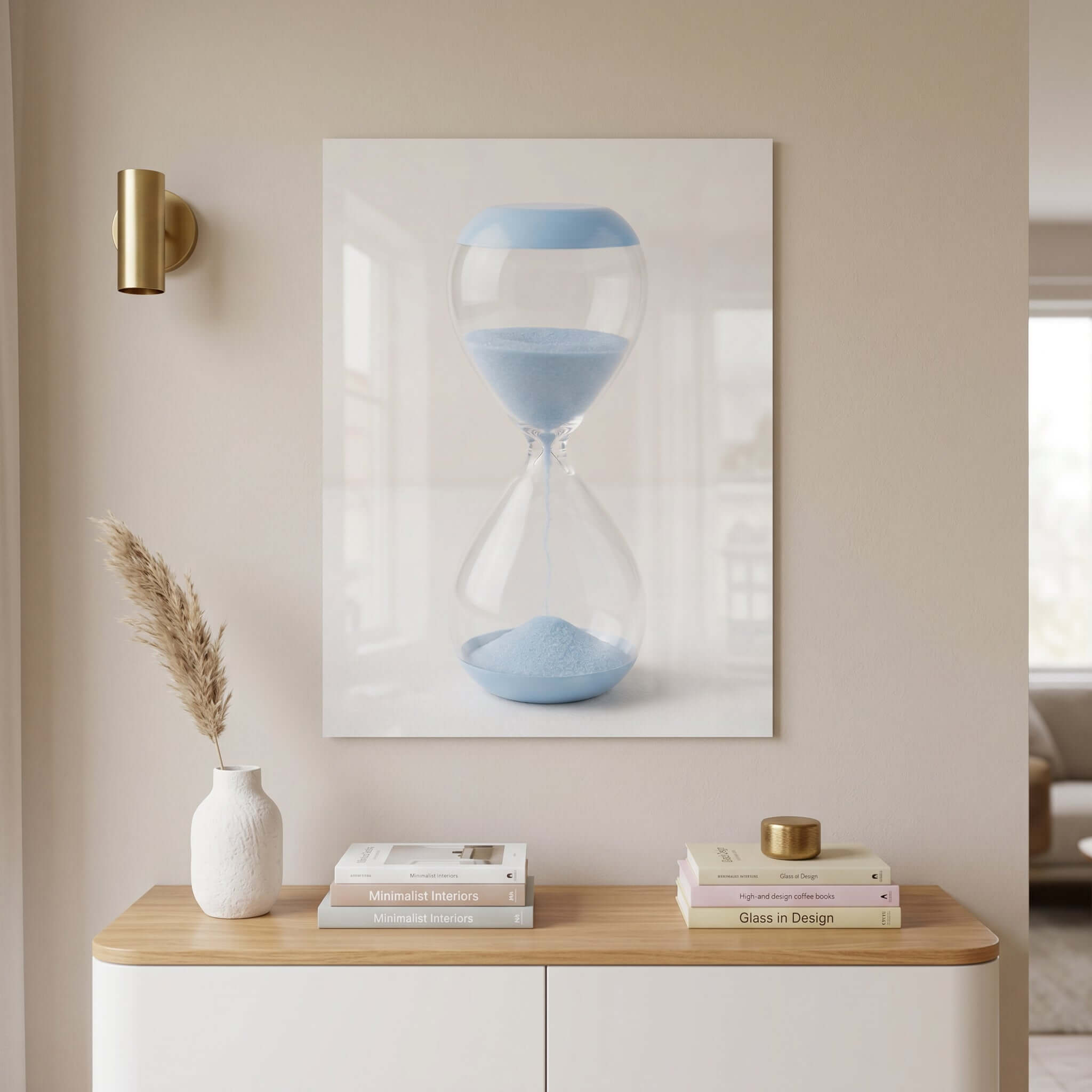 Cuadro Póster Reloj de Arena Azul | Decoración Minimalista