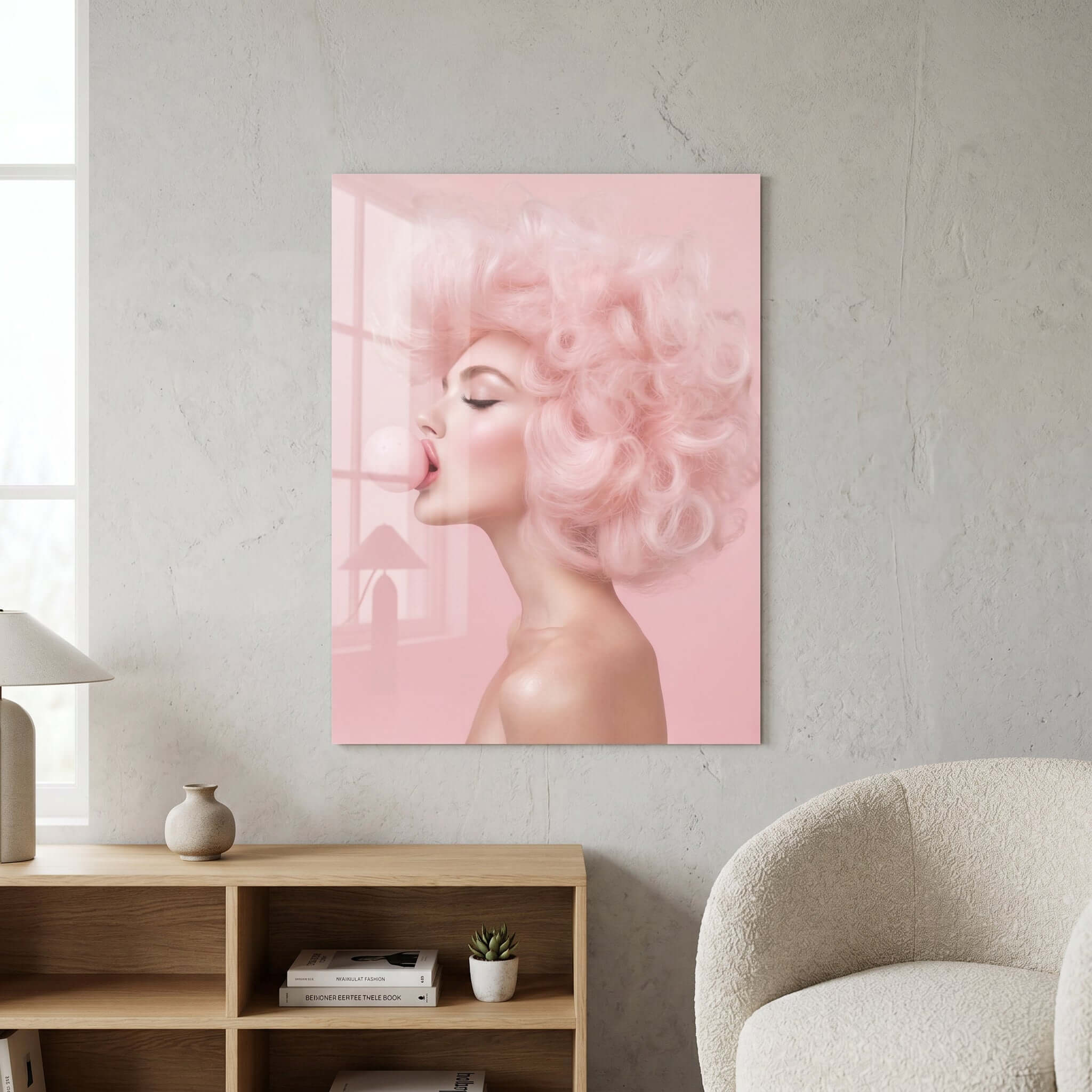 Cuadro Póster Mujer con Chicle Rosa | Decoración Pop