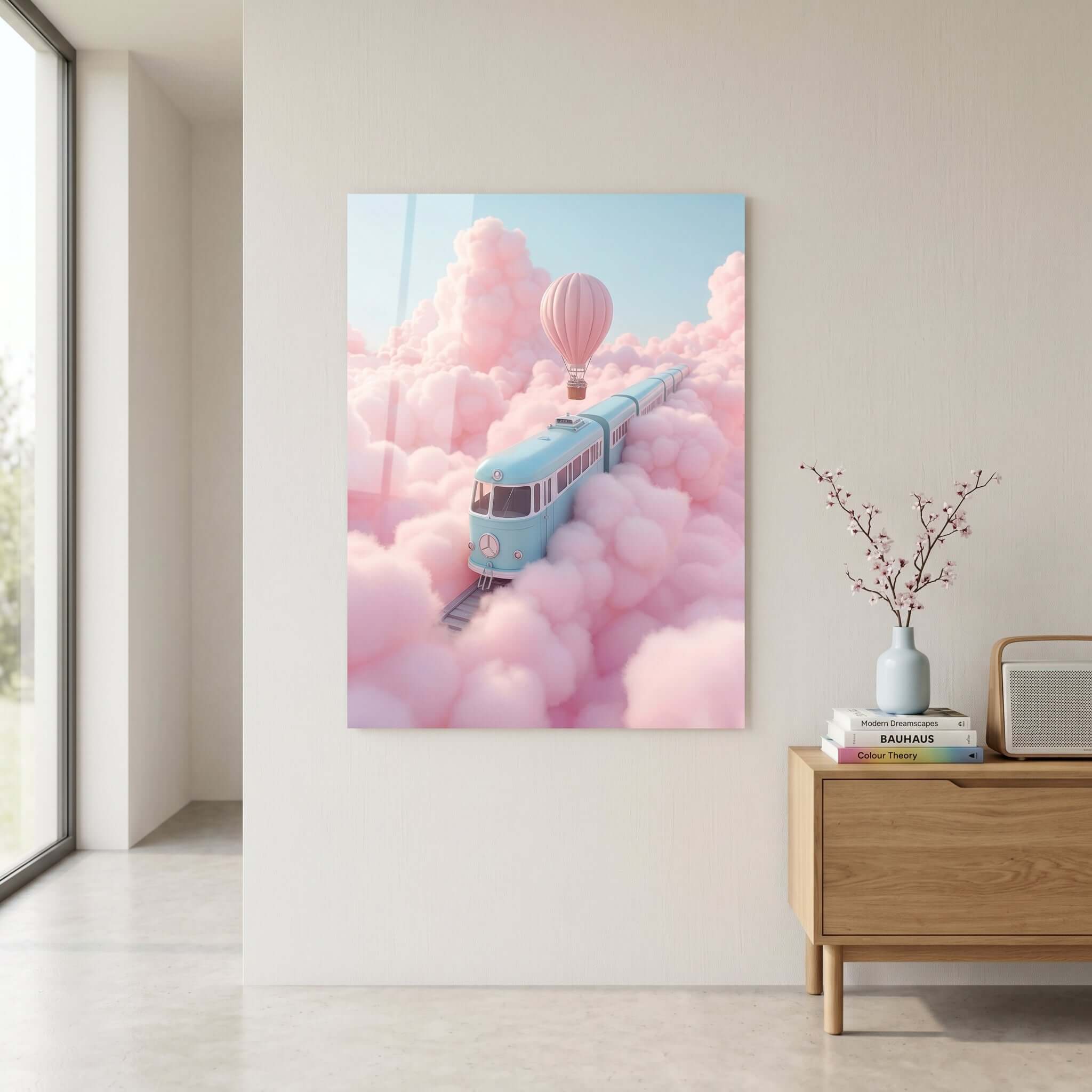 Cuadro Póster Autobús entre Nubes | Decoración Surrealista