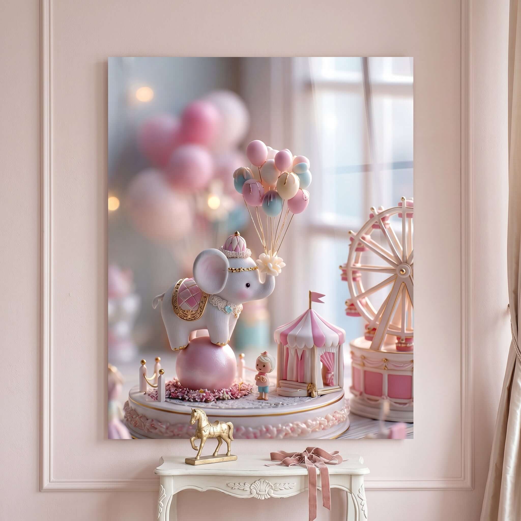 Cuadro Póster Elefante de Circo | Decoración Infantil Pastel