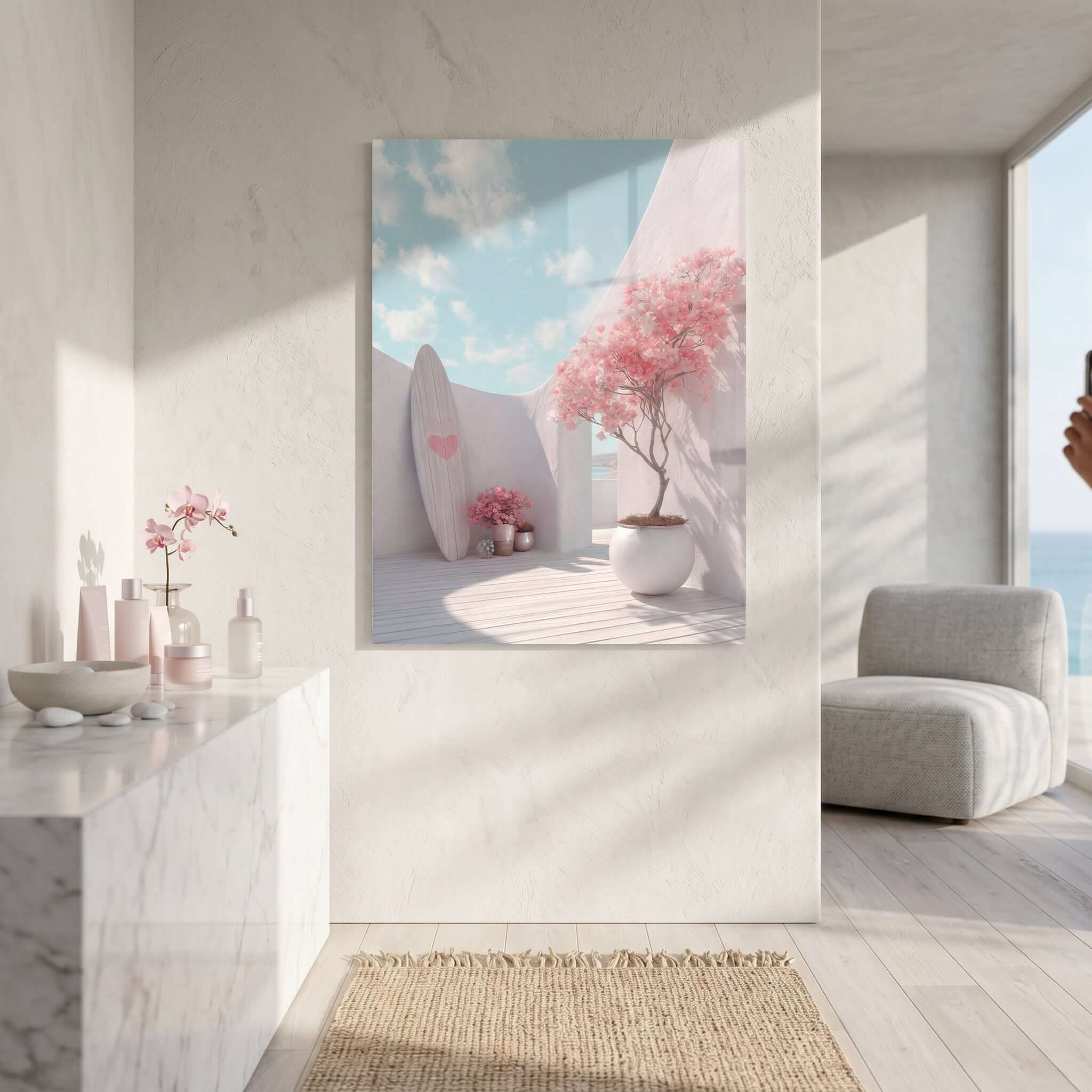 Cuadro Póster Costa Rosa | Decoración Marina Pastel