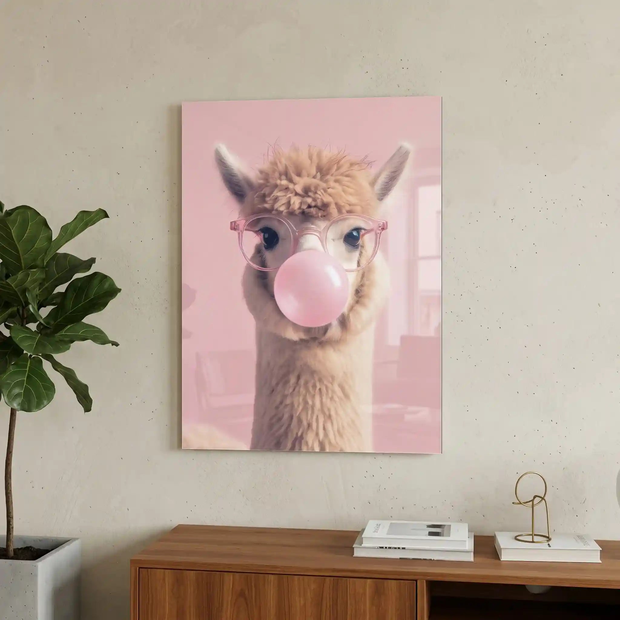 Cuadro Llama Bubble Gum | Rosa Pastel