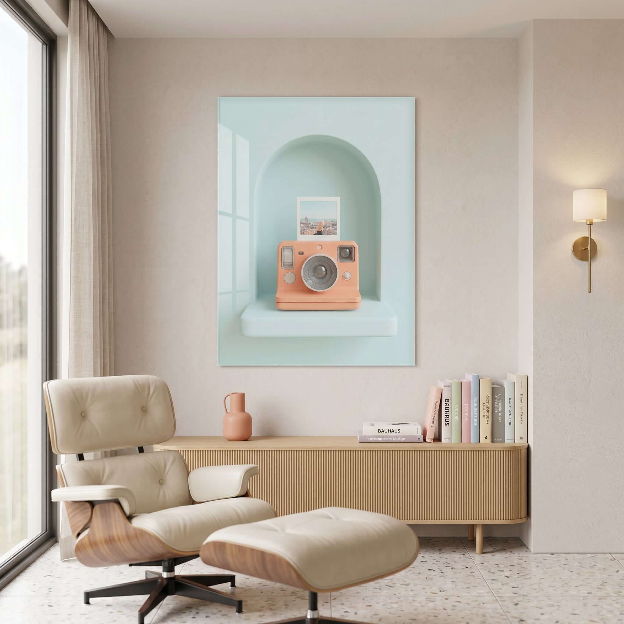 Cuadro Póster Cámara Polaroid Coral | Decoración Minimalista