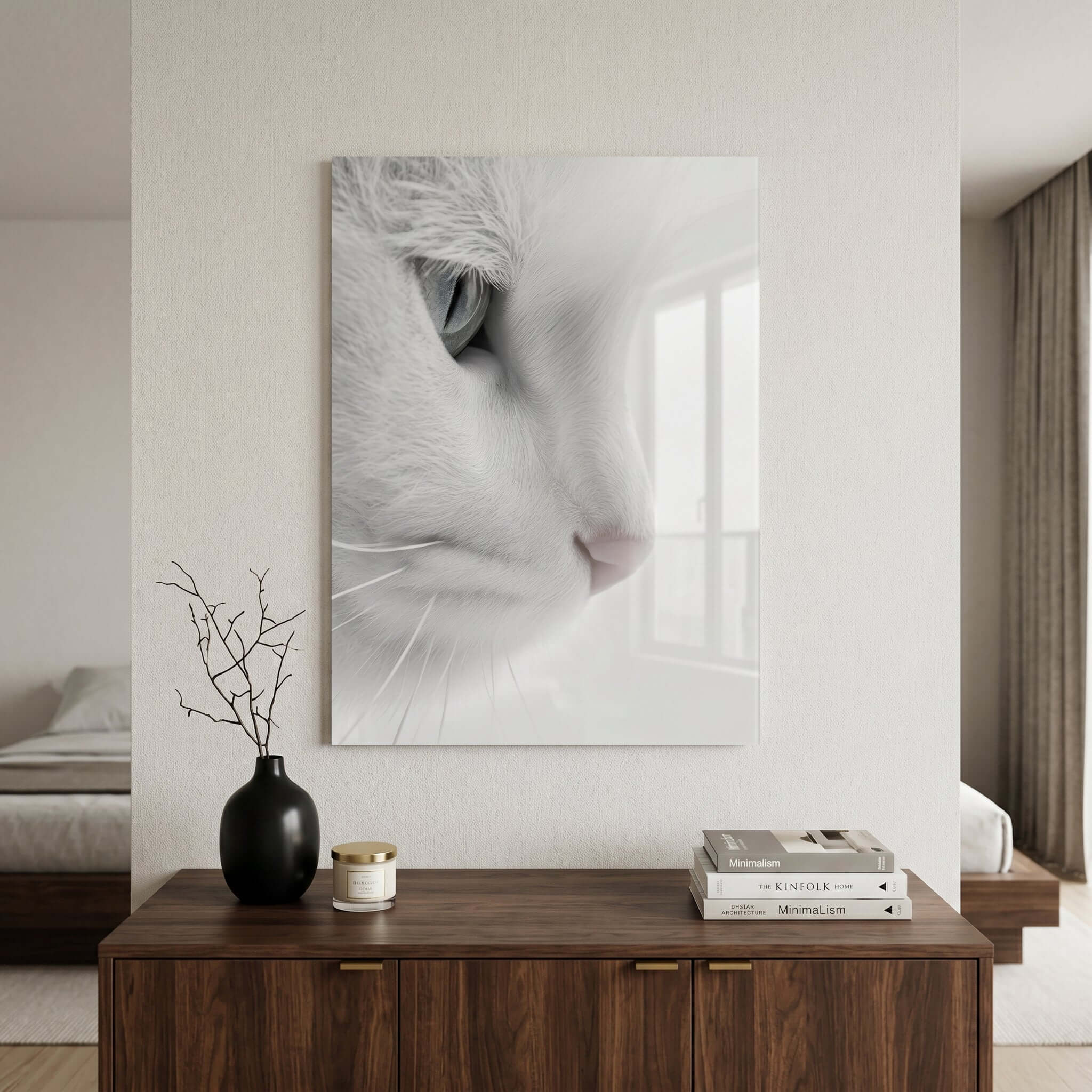 Cuadro Póster Gato Blanco | Decoración Minimalista