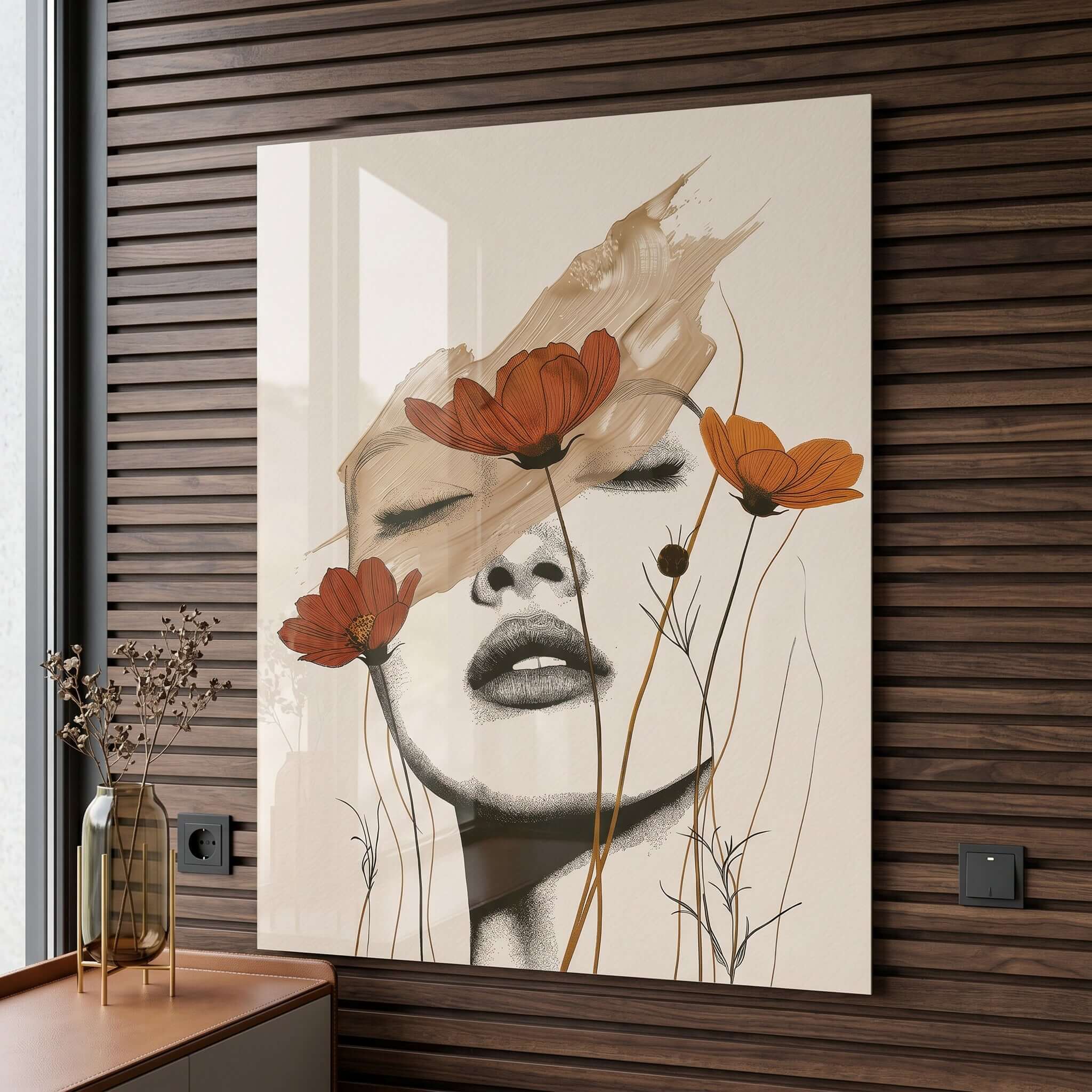 Cuadro Póster Mujer con Flores | Decoración Artística