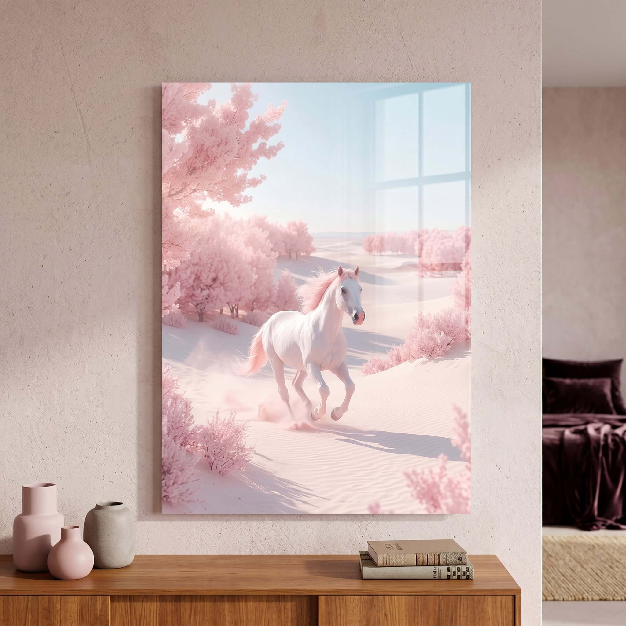 Cuadro Póster Caballo Rosa | Decoración en Tonos Pastel