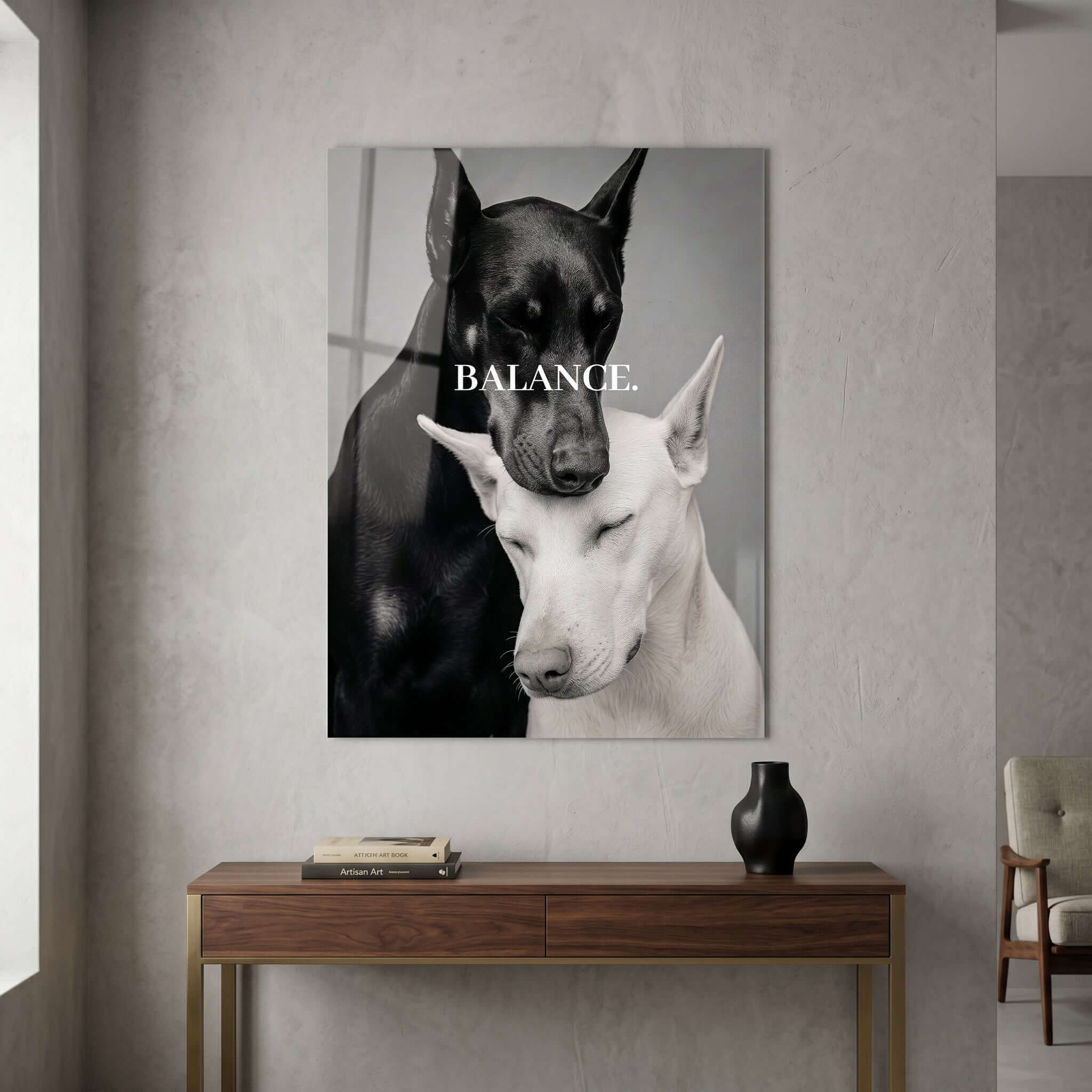 Cuadro Póster Balance | Decoración Moderna con Dóberman