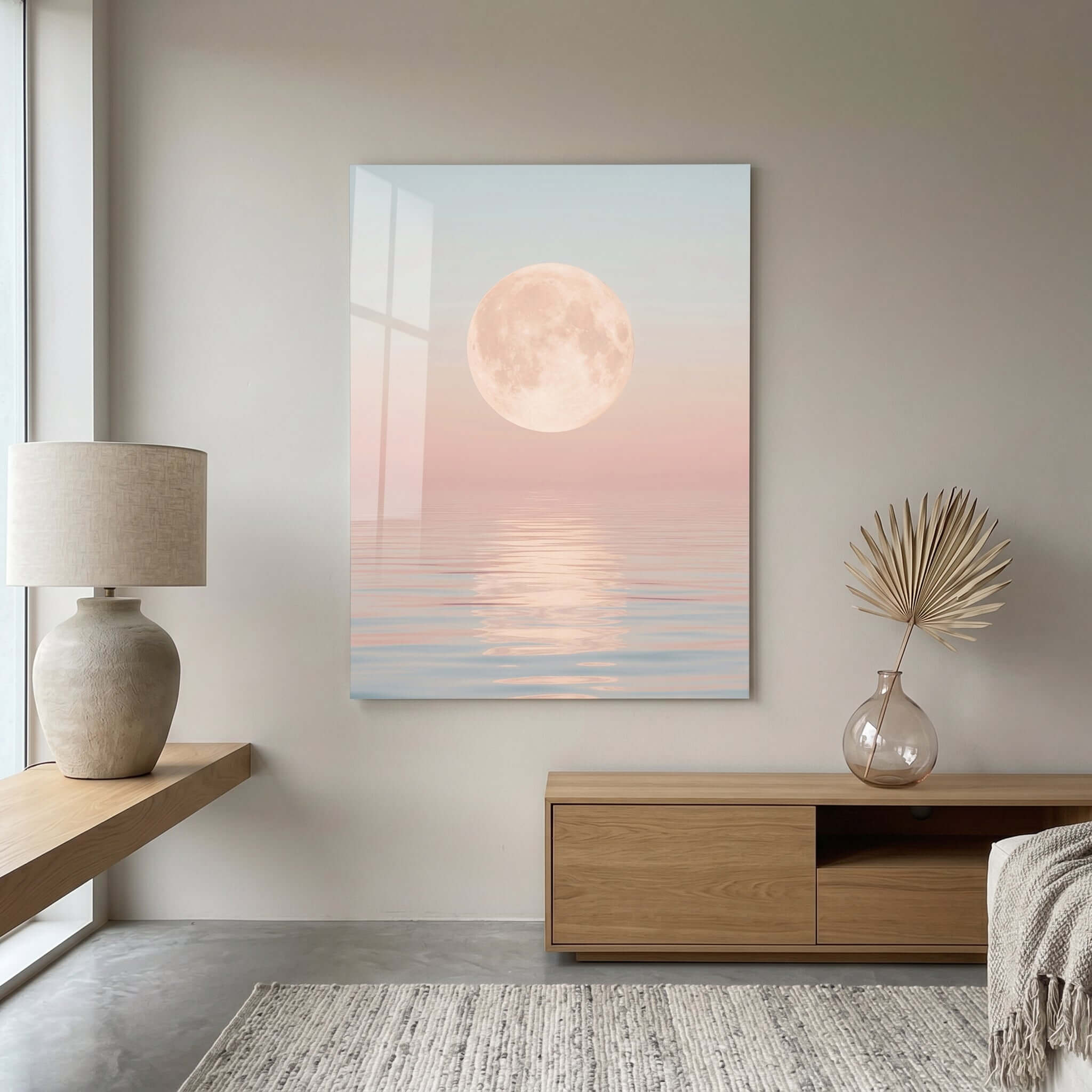 Cuadro Póster Luna sobre el Mar | Decoración Pastel