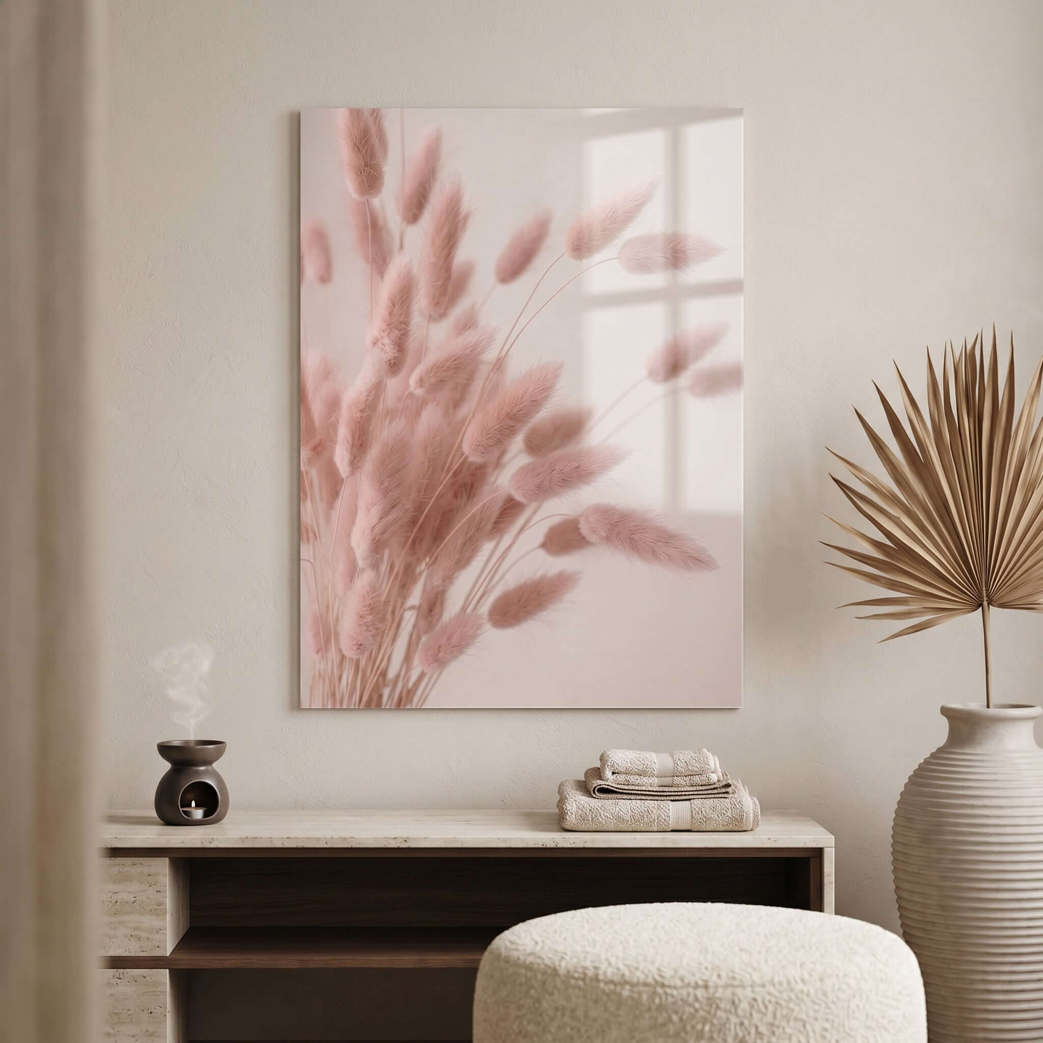 Cuadro Póster Espigas Rosadas | Decoración Botánica Pastel