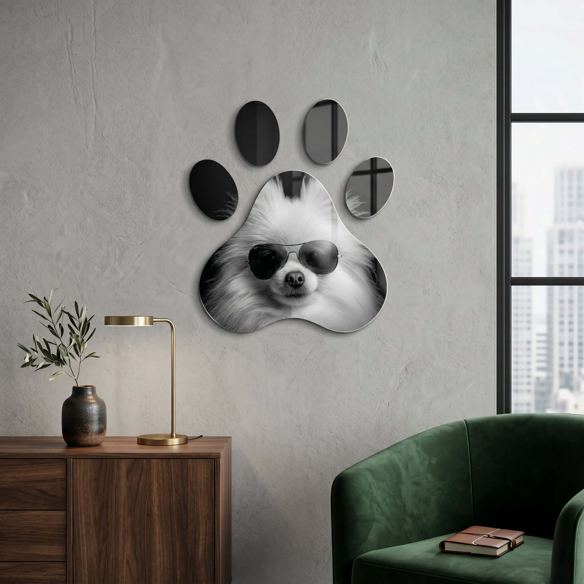 Cuadro Huella de Perro con Gafas | Decoración Moderna