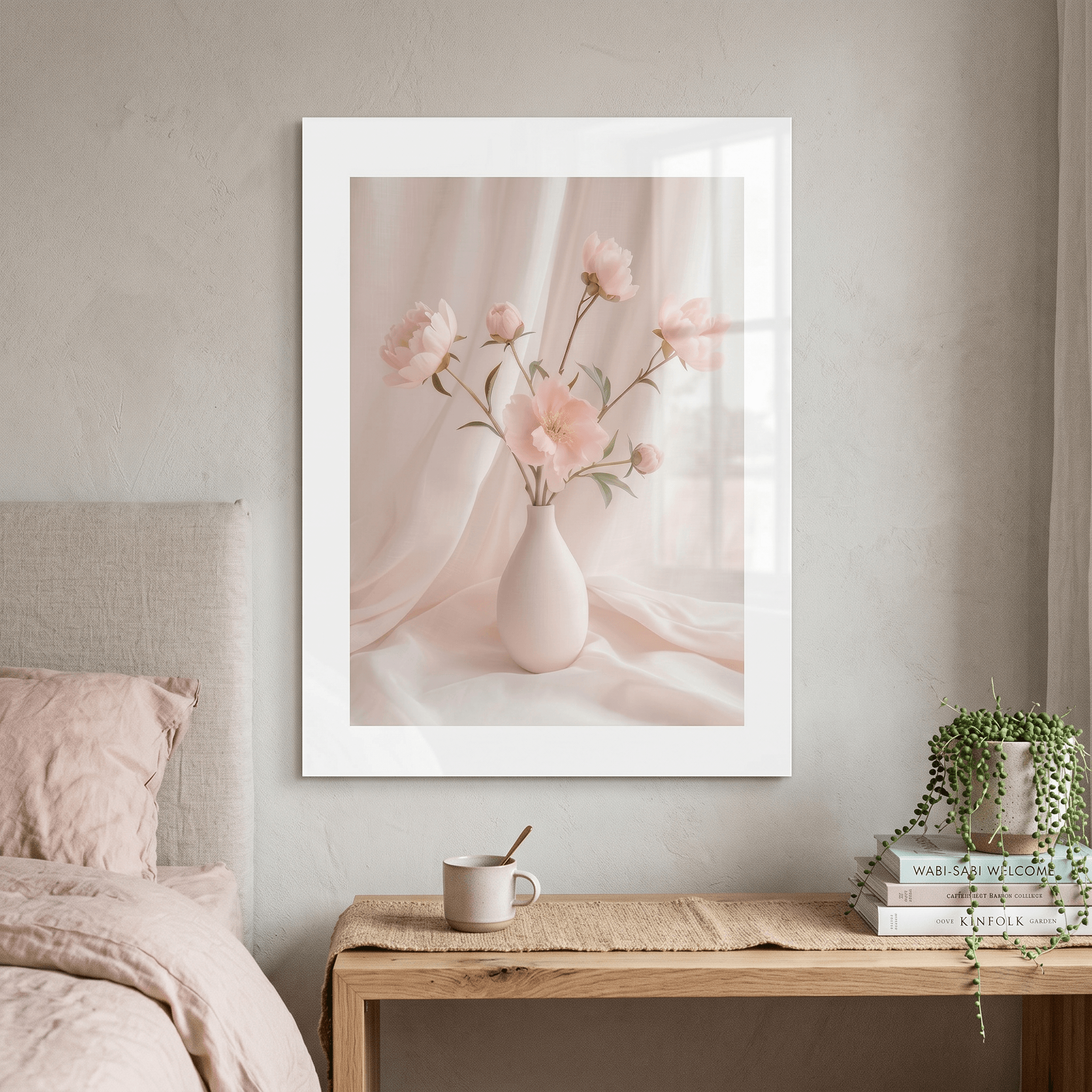 Cuadro Póster Flores Rosadas en Jarrón | Decoración Elegante