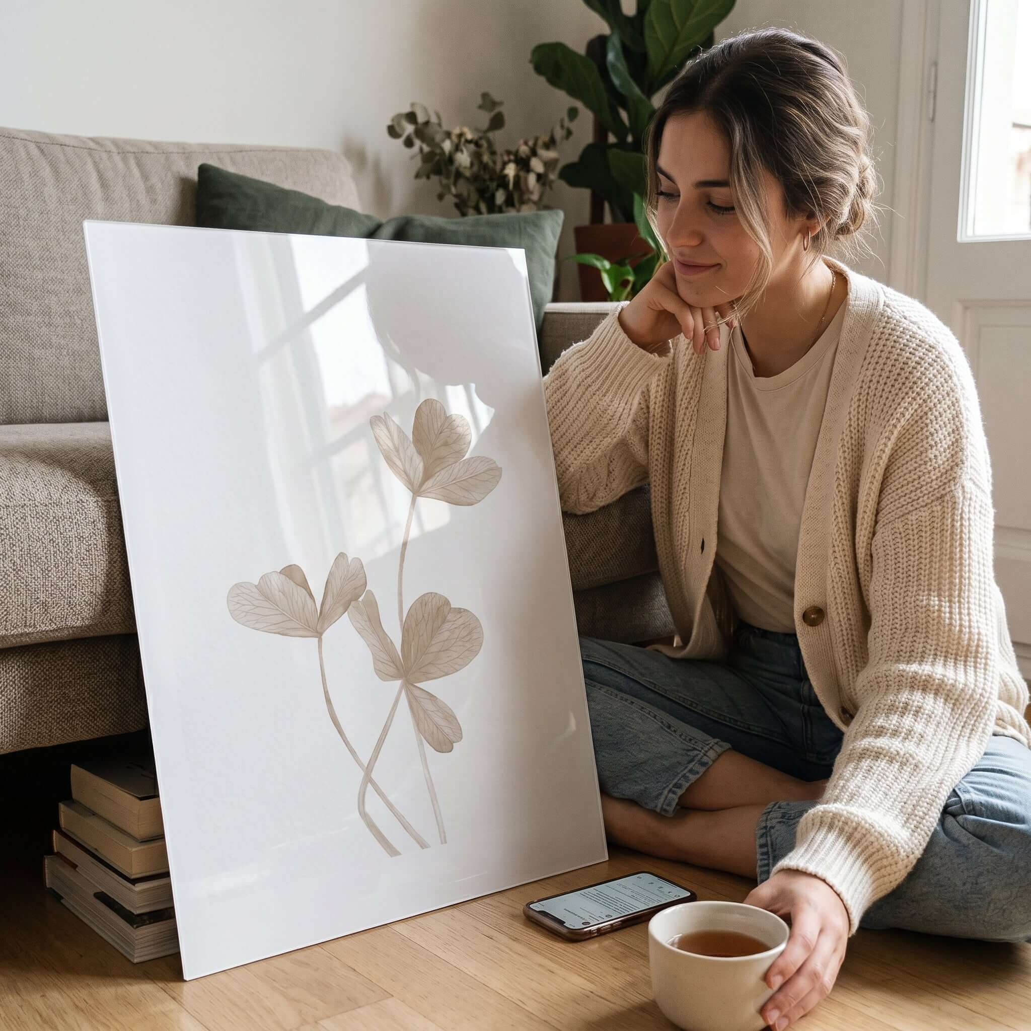 Cuadro Póster Flores Minimalistas | Decoración Beige