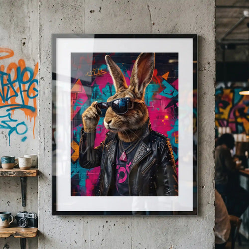 Cuadro Conejo Rockero | Estilo Urbano | Arte Pop Rebelde