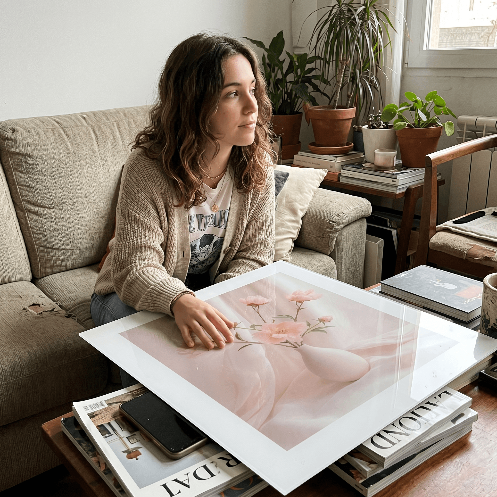 Cuadro Póster Flores Rosadas en Jarrón | Decoración Elegante