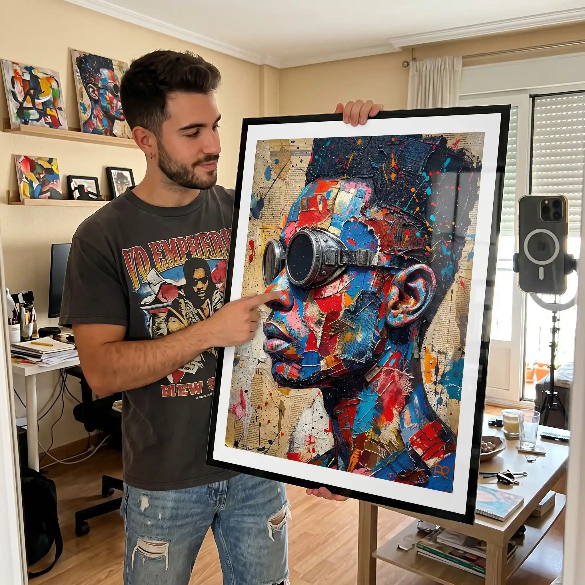 Cuadro Urban Vision | Retrato Futurista Collage | Arte Street Pop