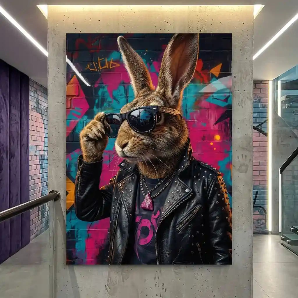 Cuadro Conejo Rockero | Estilo Urbano | Arte Pop Rebelde