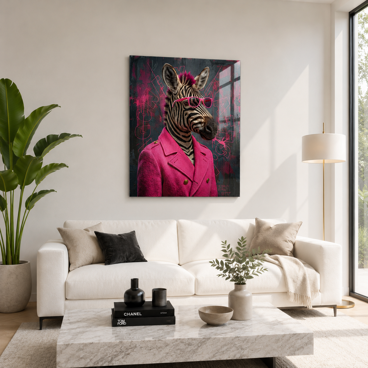 Cuadro Póster Zebra con Traje Rosa | Decoración Moderna