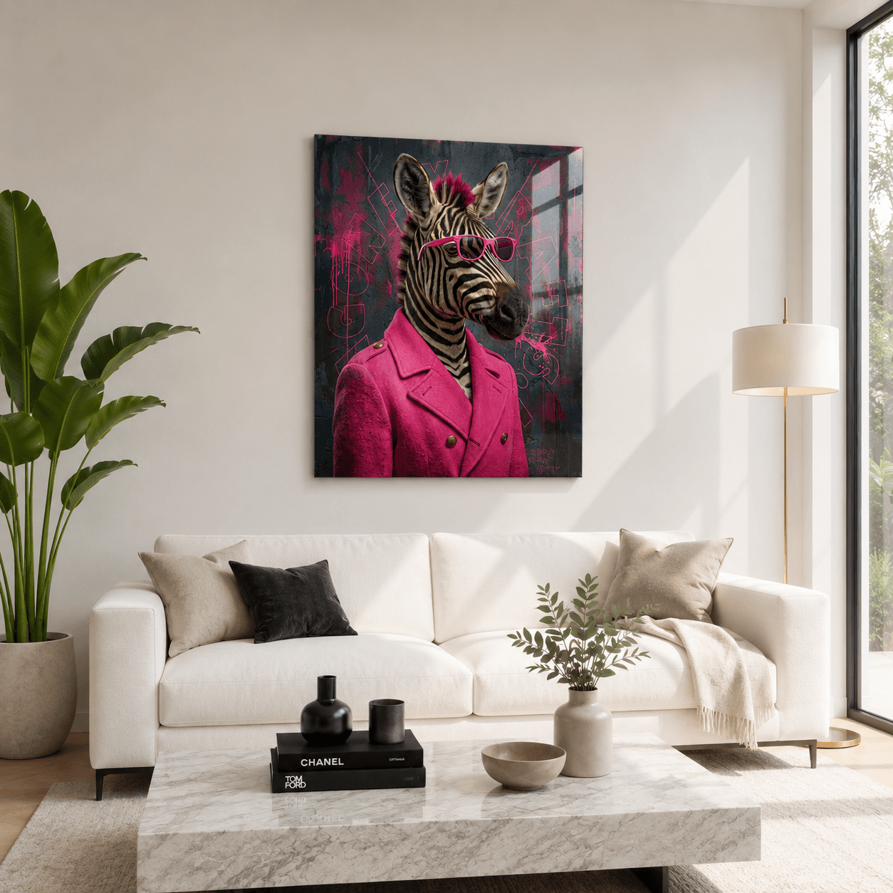 Cuadro Póster Zebra con Traje Rosa | Decoración Moderna