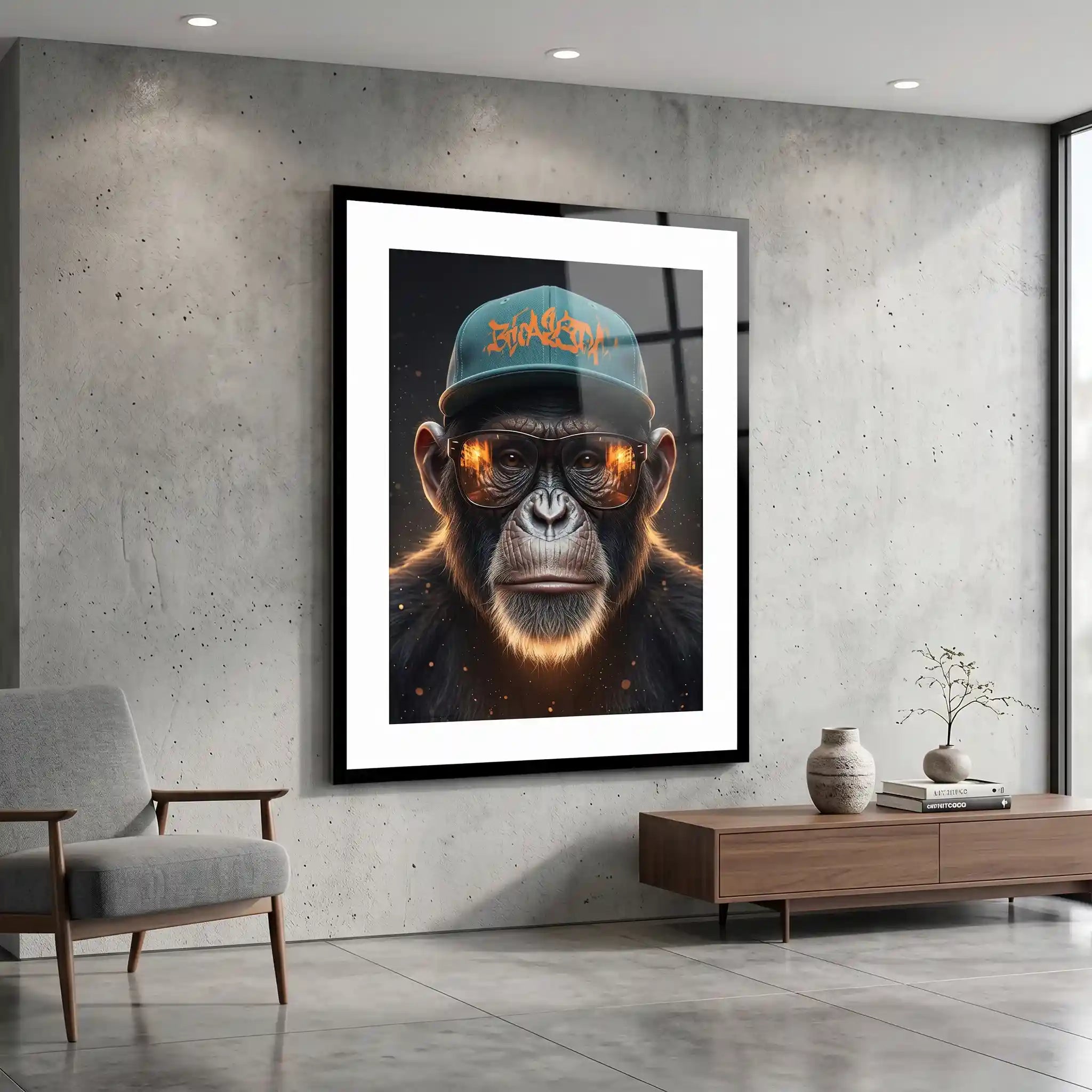 Cuadro Póster Mono con Gorra | Decoración Urbana Moderna