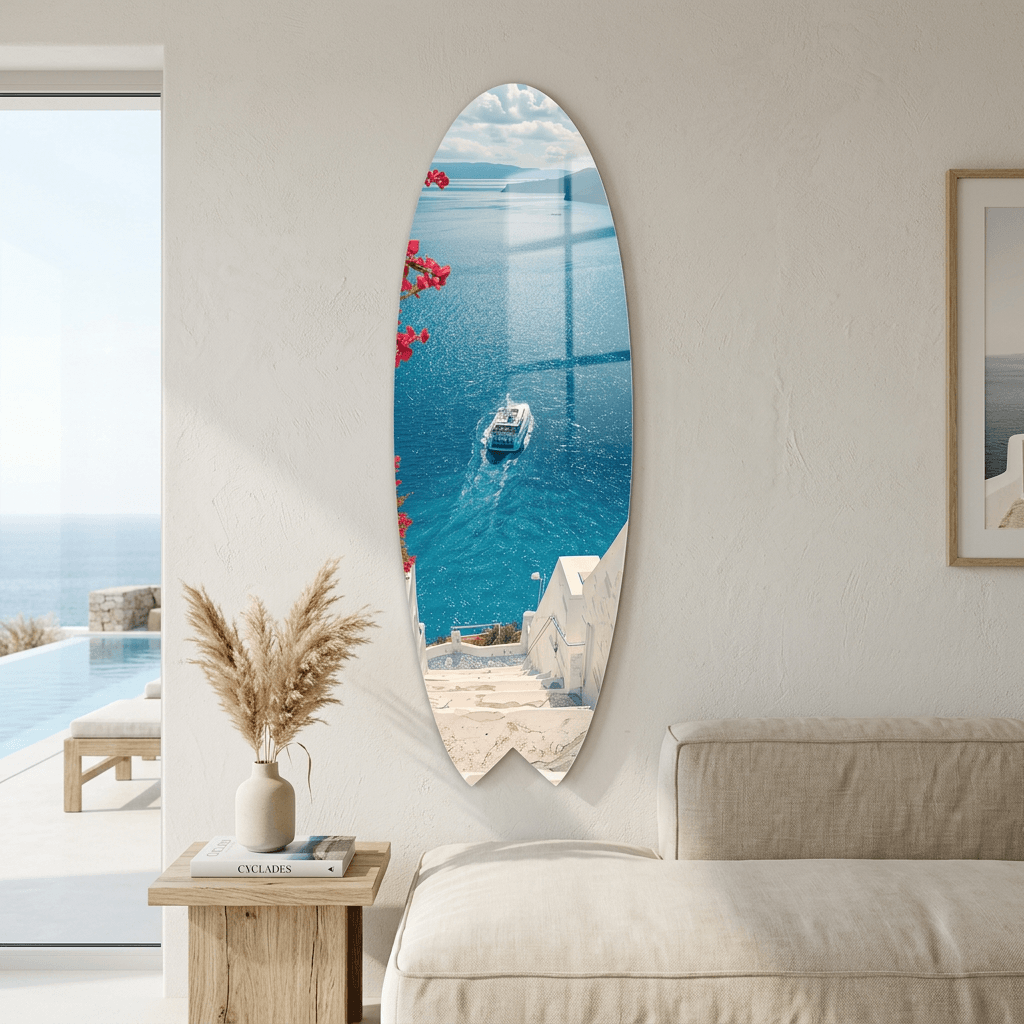 Cuadro Tabla de Surf Mar Egeo | Decoración Mediterránea
