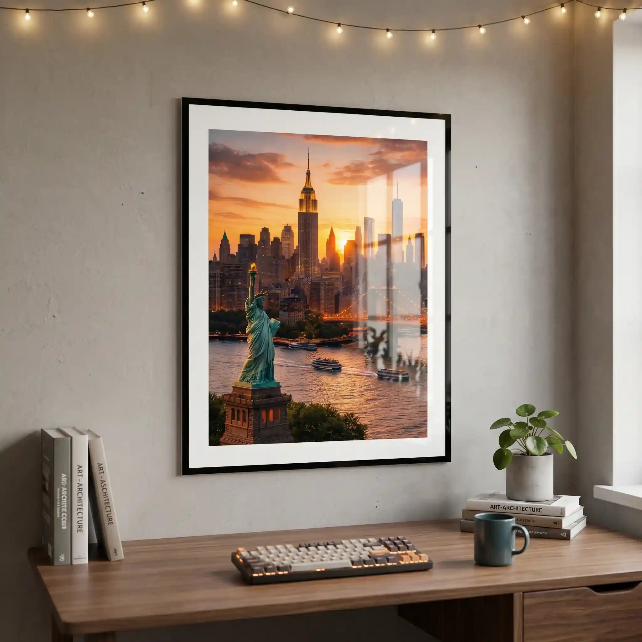 Cuadro Póster New York y Estatua de la Libertad