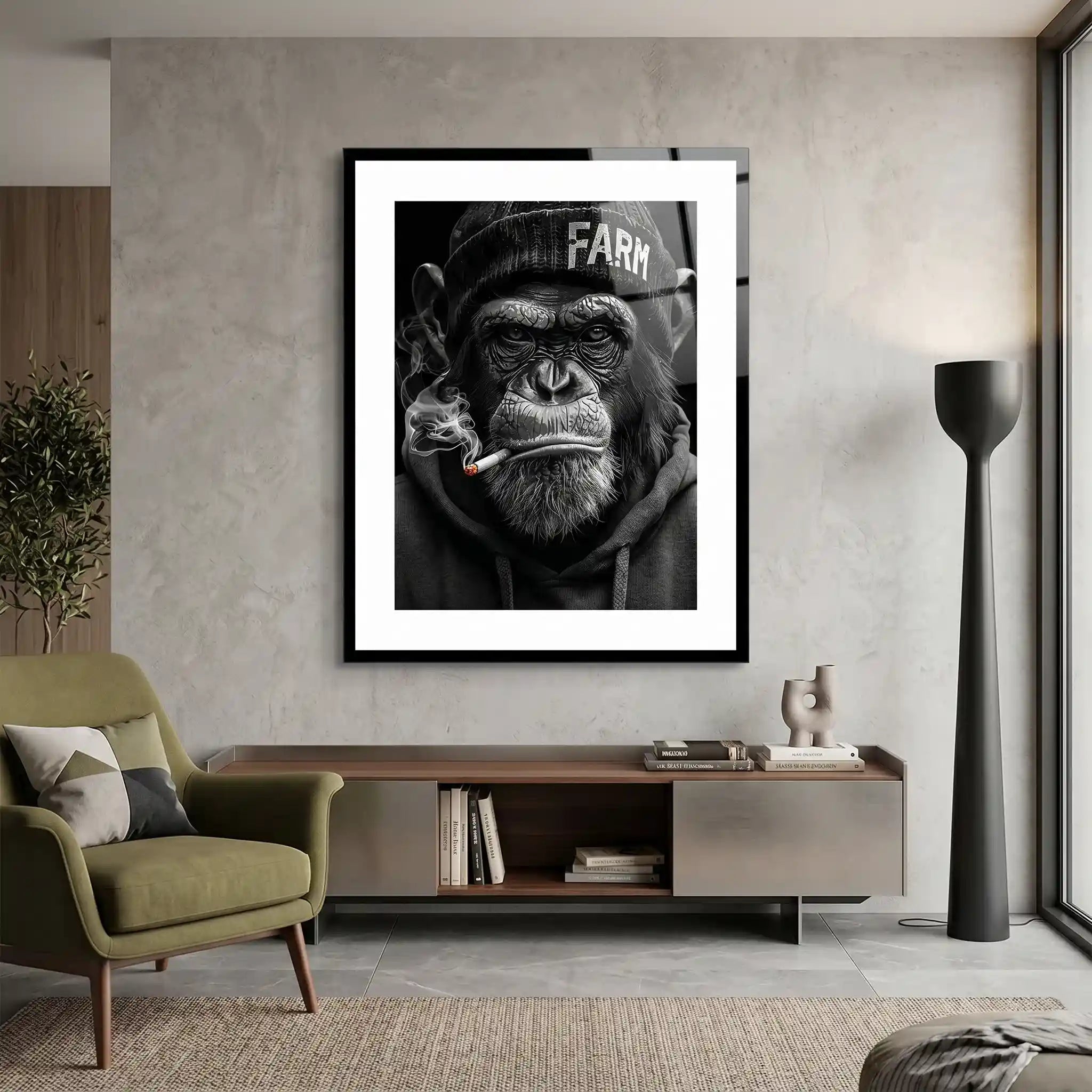Cuadro Póster Mono FARM | Decoración Urbana en Blanco y Negro