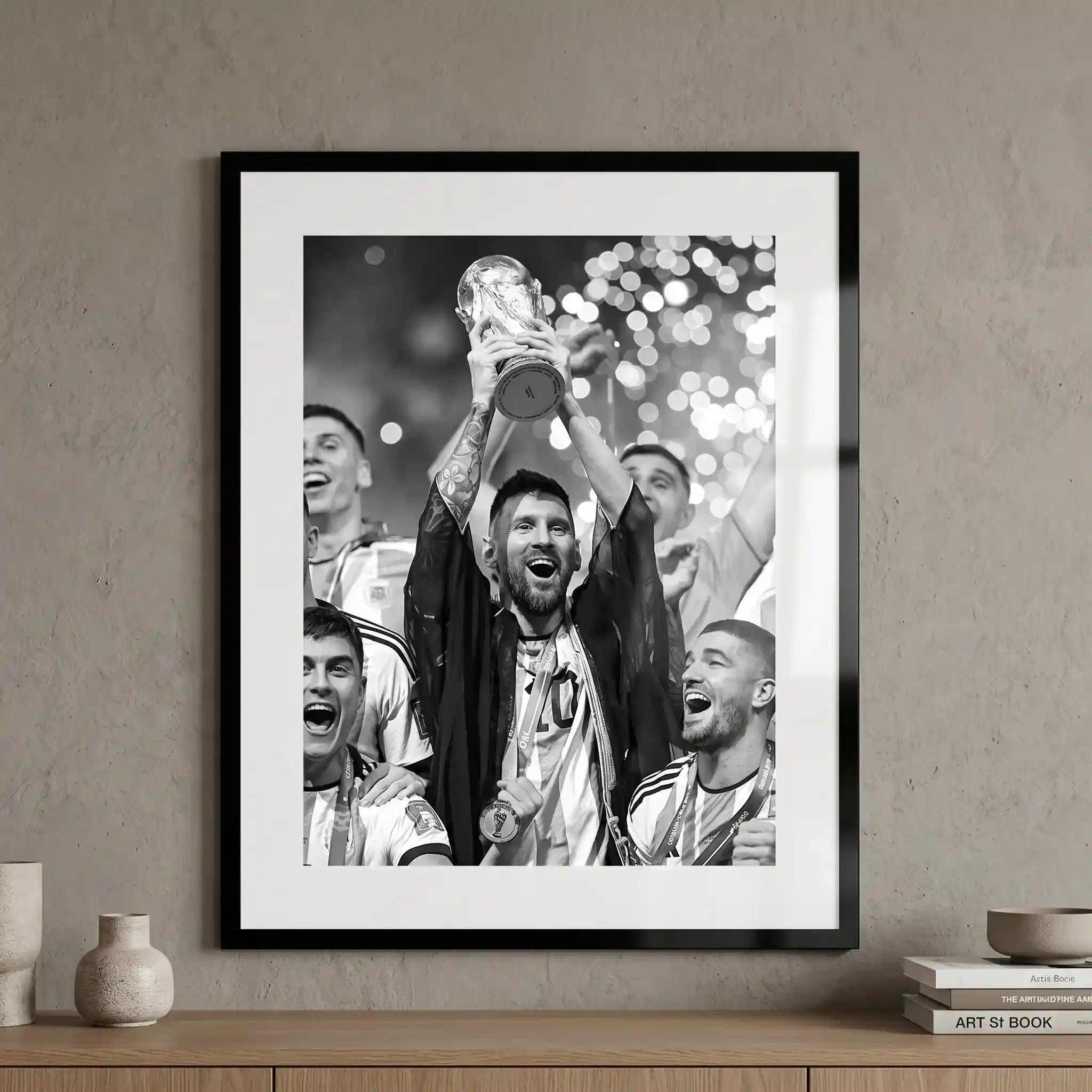 Cuadro Póster Lionel Messi Campeón | Decoración de Fútbol
