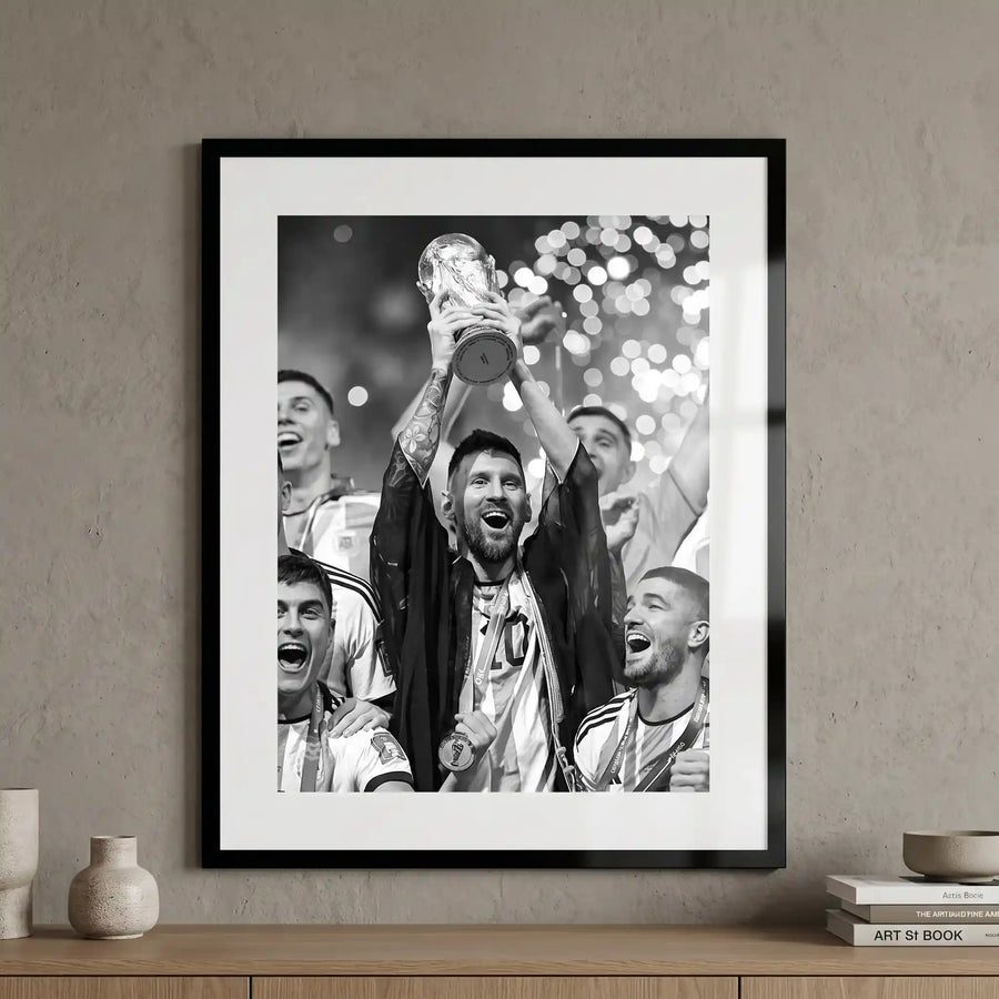 Cuadro Póster Lionel Messi Campeón | Decoración de Fútbol