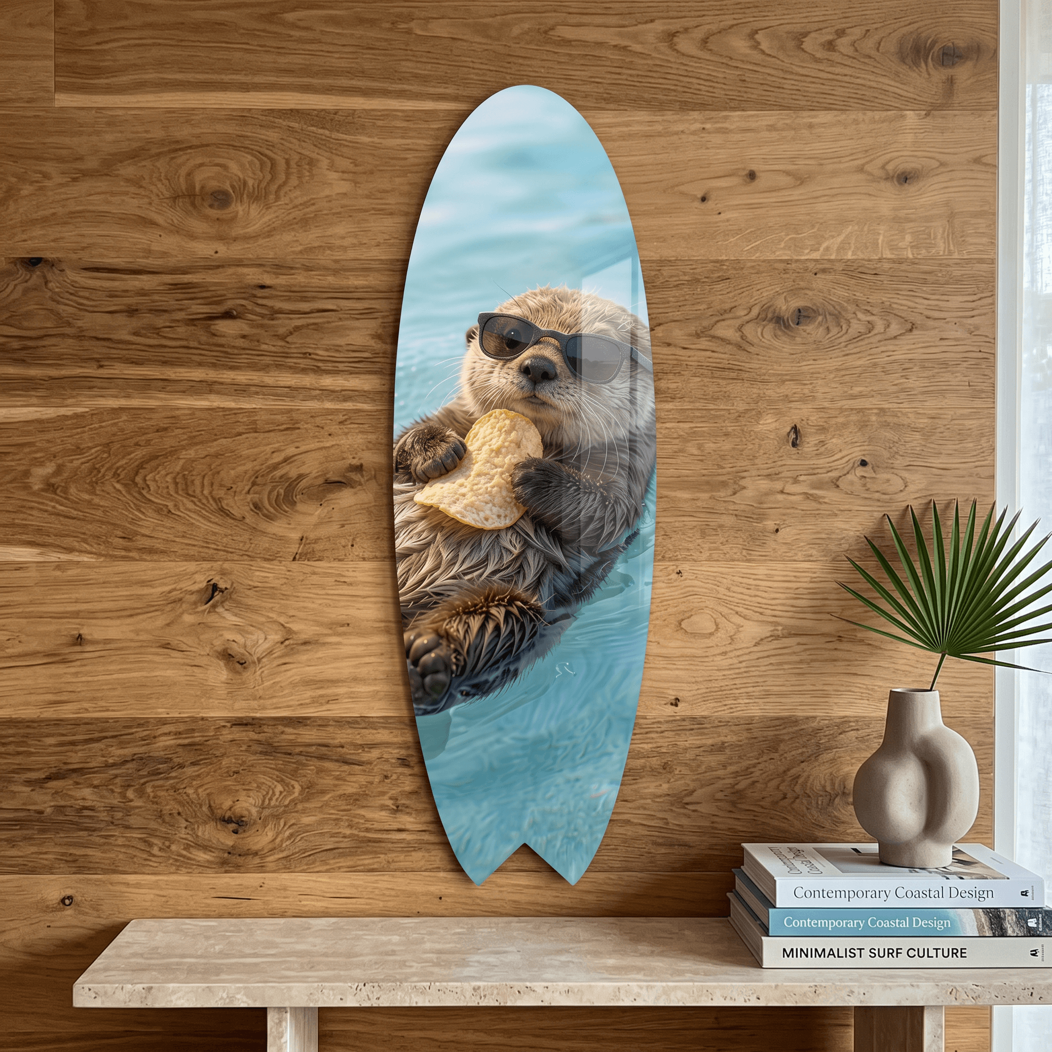 Cuadro Tabla de Surf con Nutria | Decoración Costera