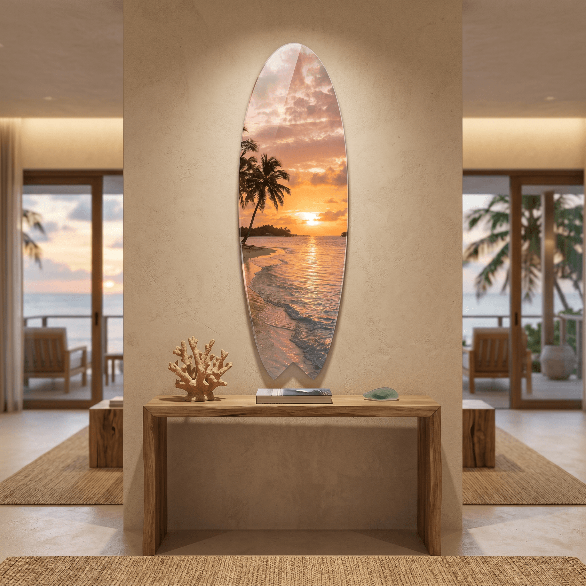 Cuadro Tabla de Surf con Atardecer | Decoración Tropical