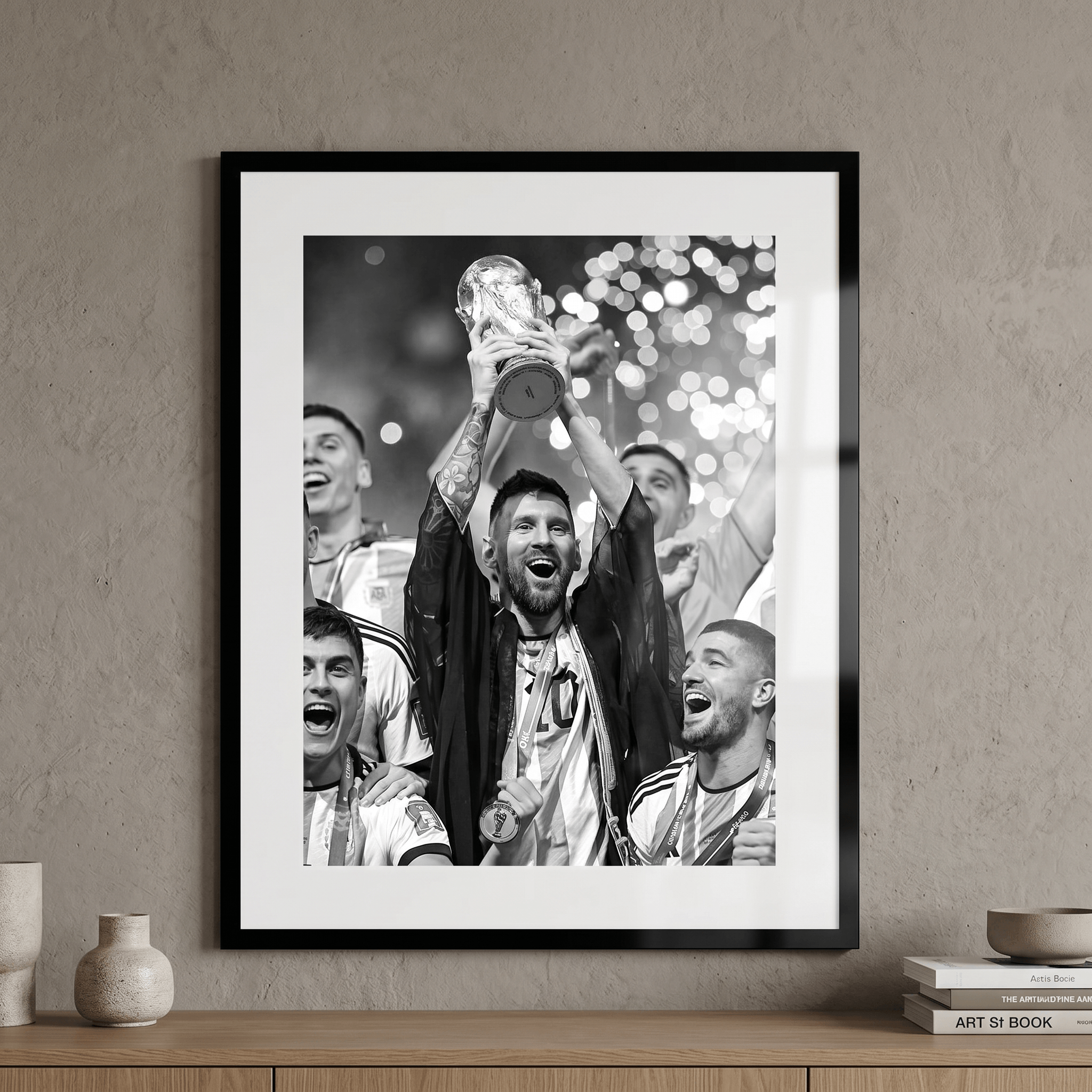Cuadro Póster Lionel Messi Campeón | Decoración de Fútbol