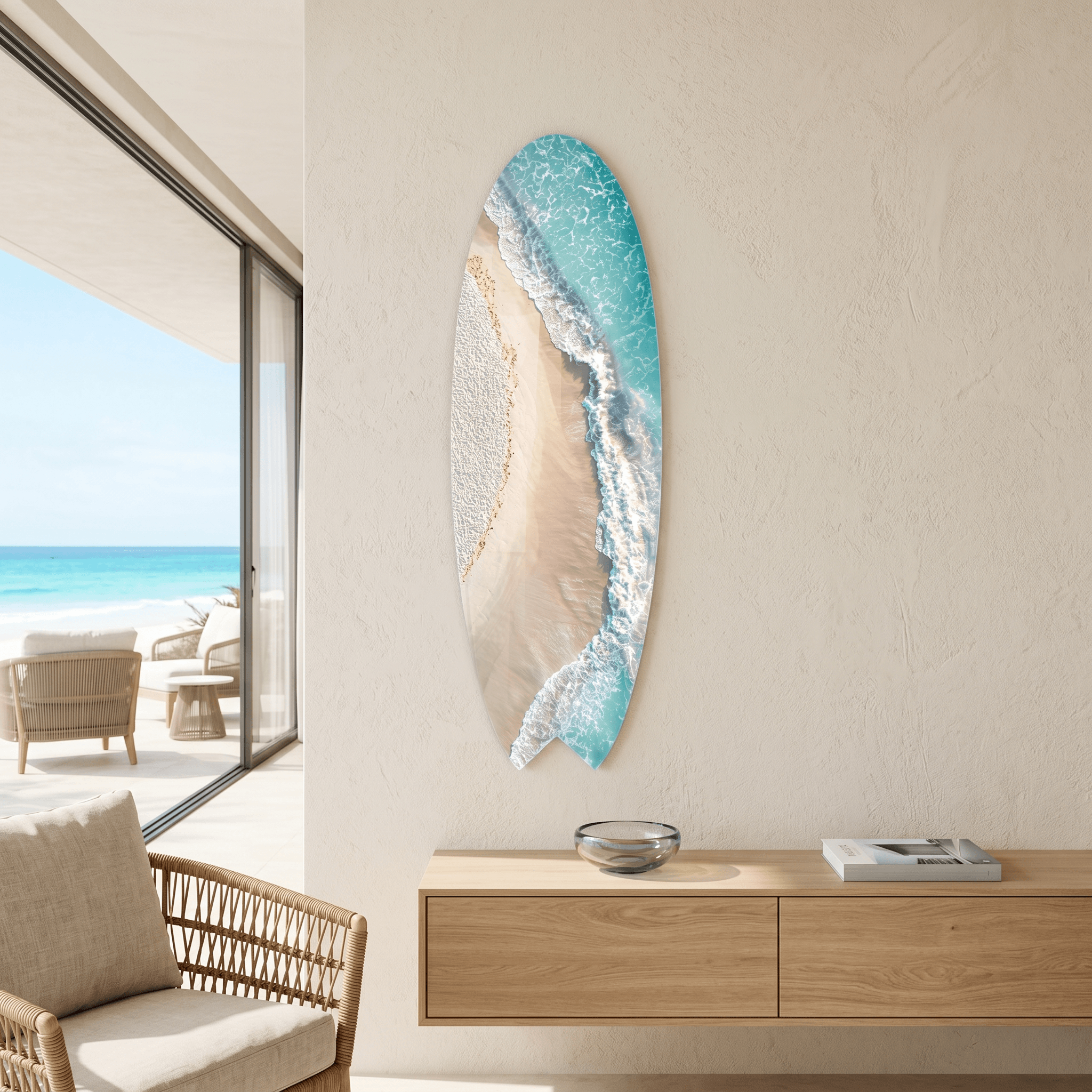 Cuadro Tabla de Surf Playa Turquesa | Decoración Costera