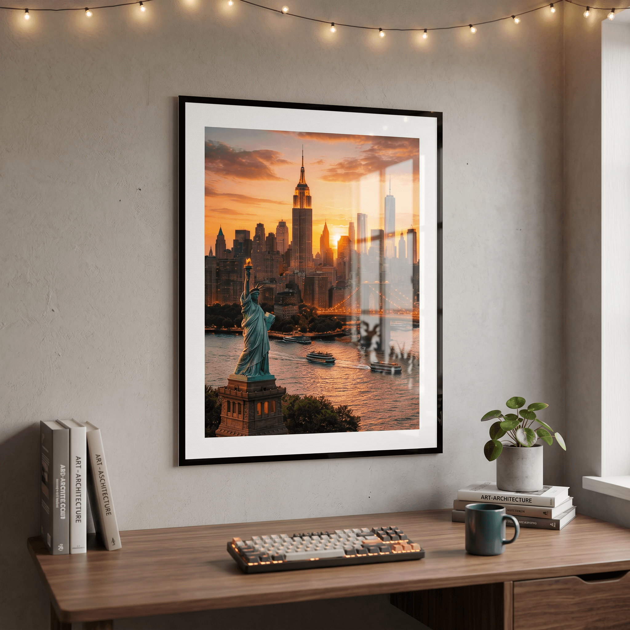 Cuadro Póster New York y Estatua de la Libertad