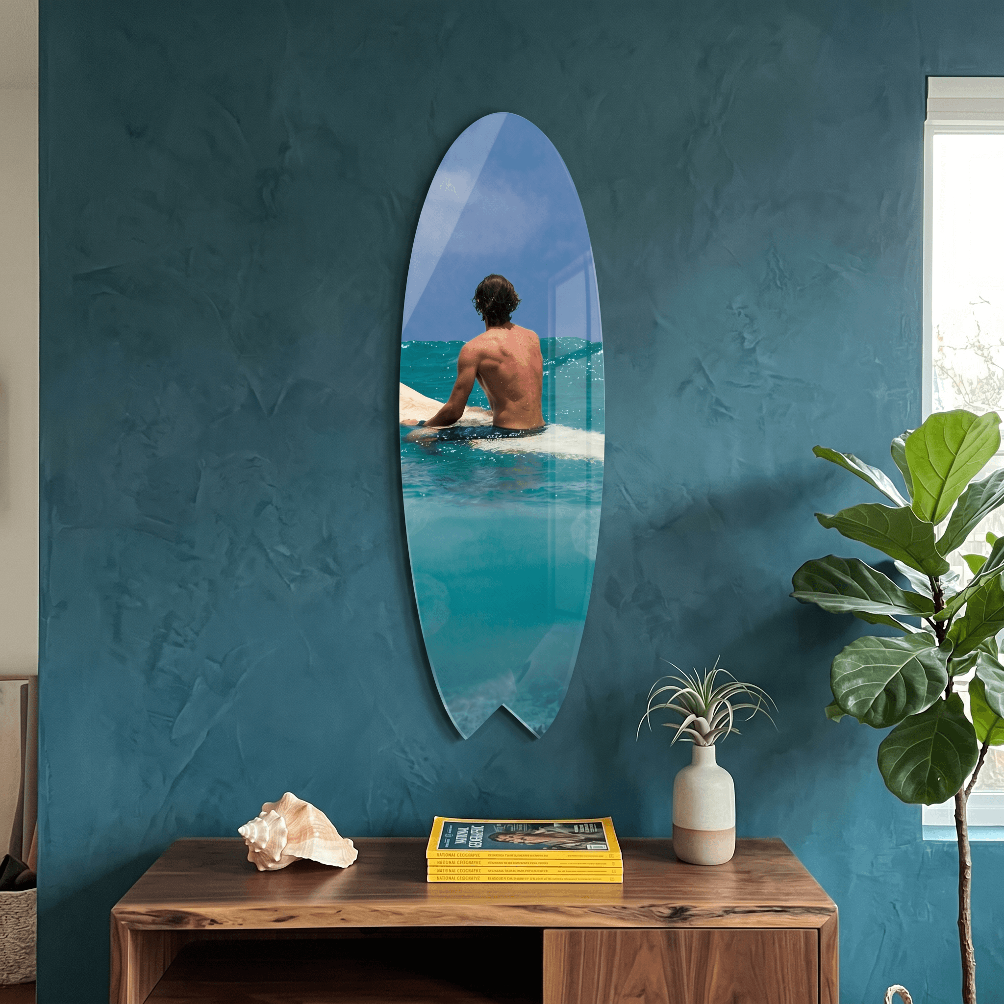 Cuadro Tabla de Surf con Surfista | Decoración Costera