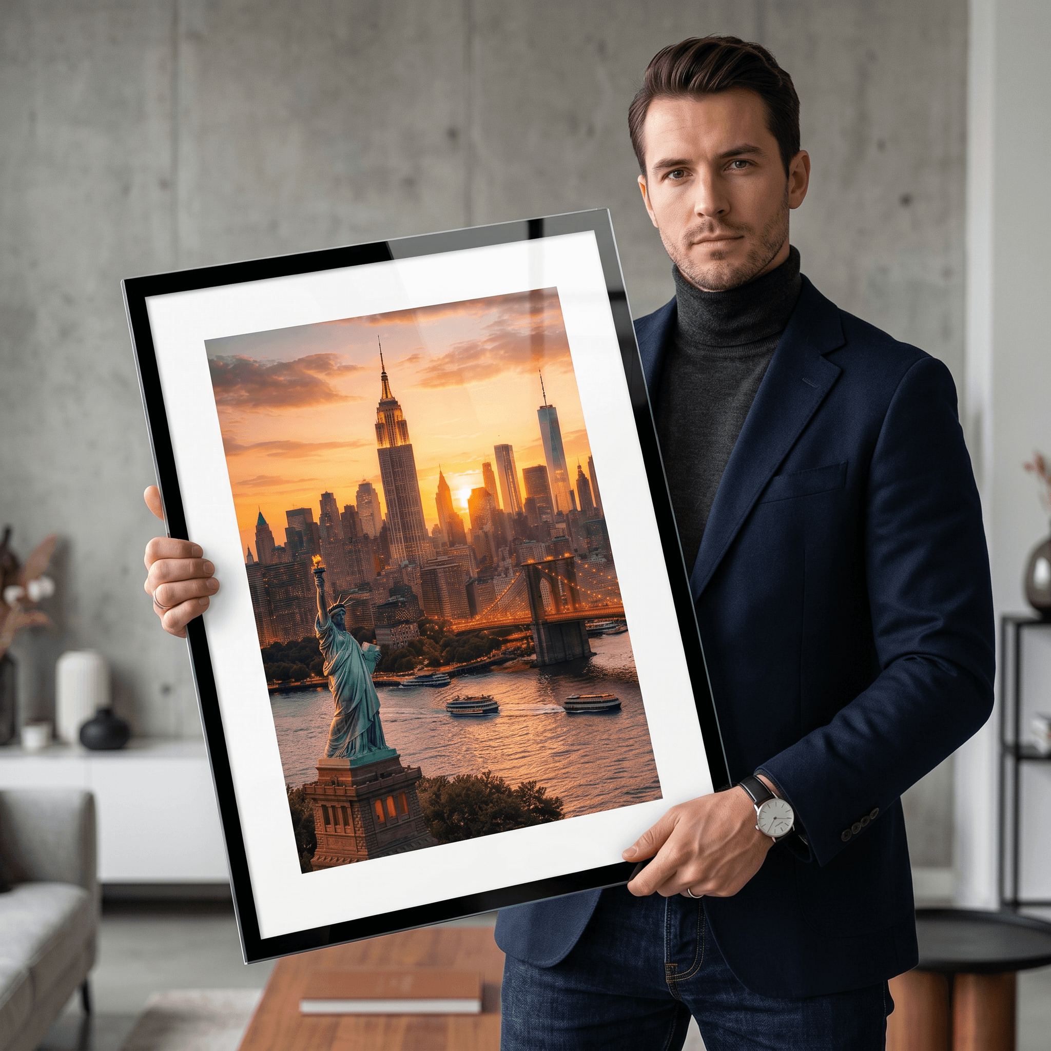 Cuadro Póster New York y Estatua de la Libertad