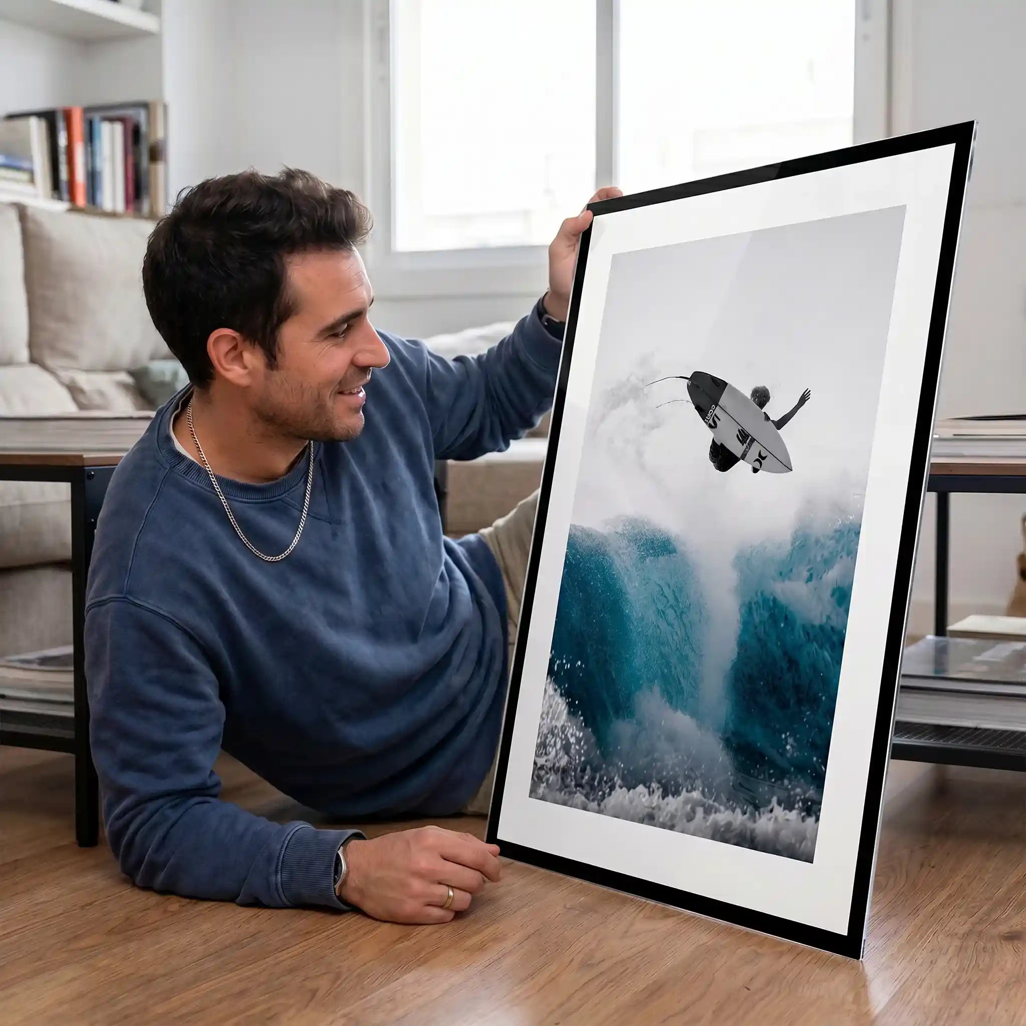 Cuadro Póster de Surfista sobre Ola | Decoración Costera