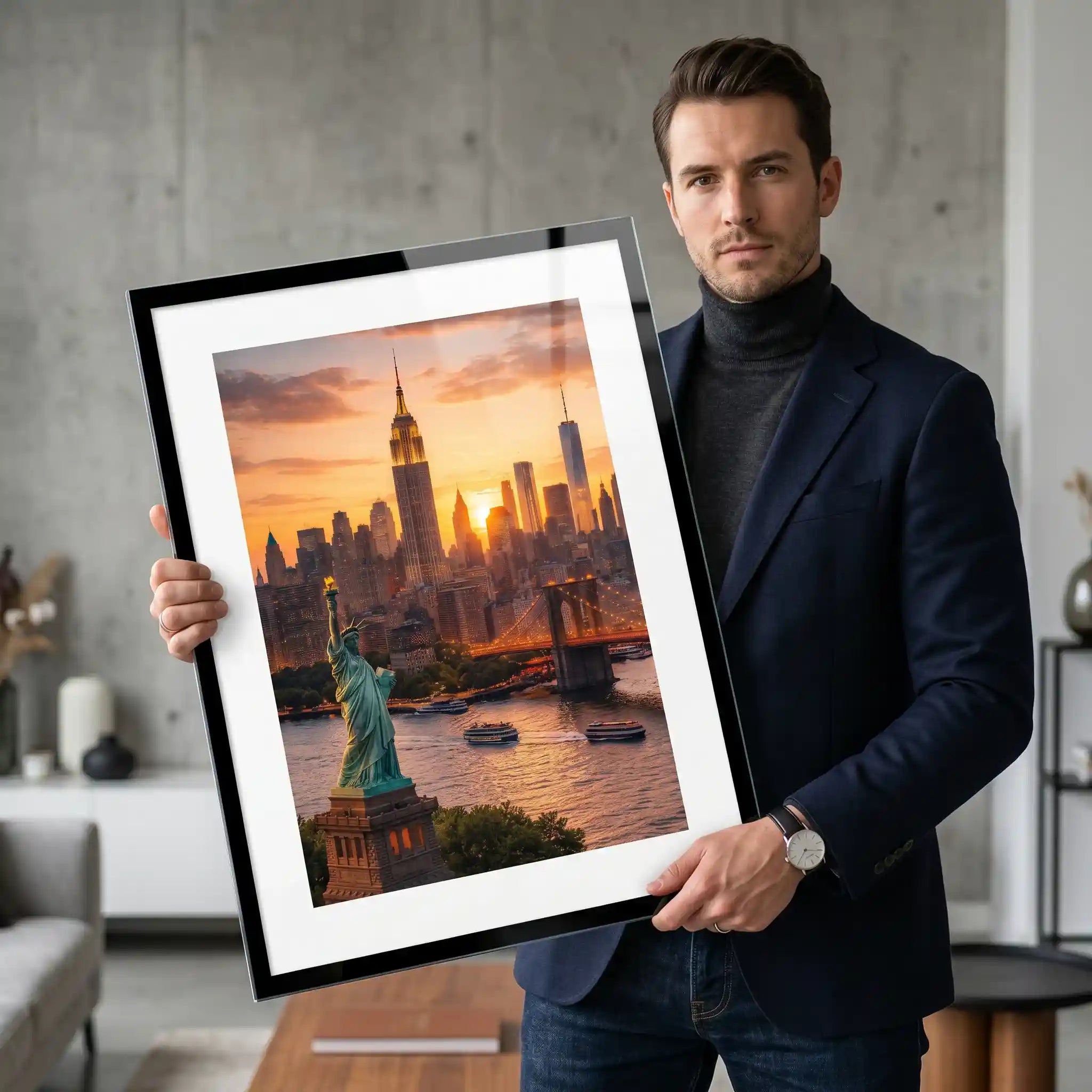 Cuadro Póster New York y Estatua de la Libertad