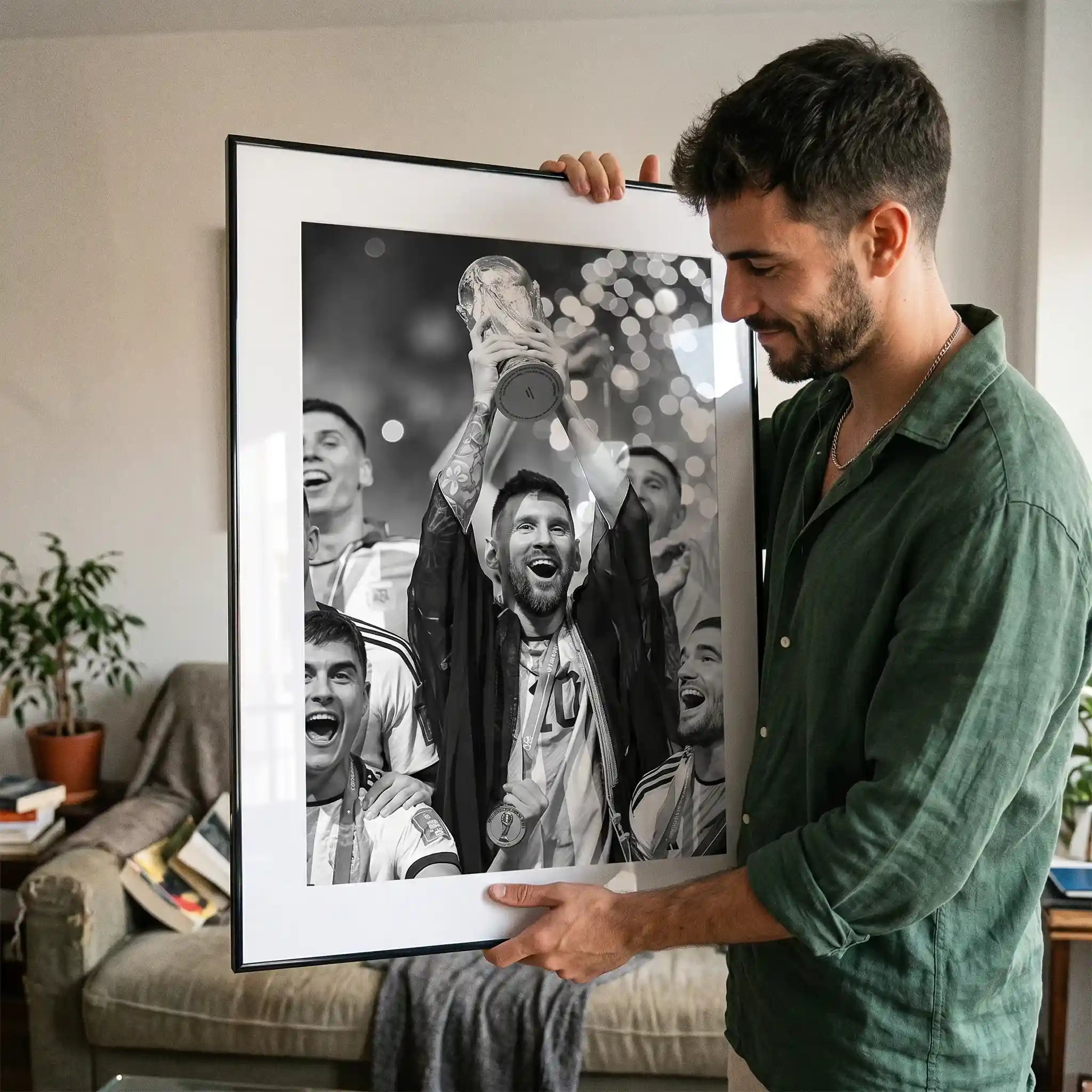 Cuadro Póster Lionel Messi Campeón | Decoración de Fútbol