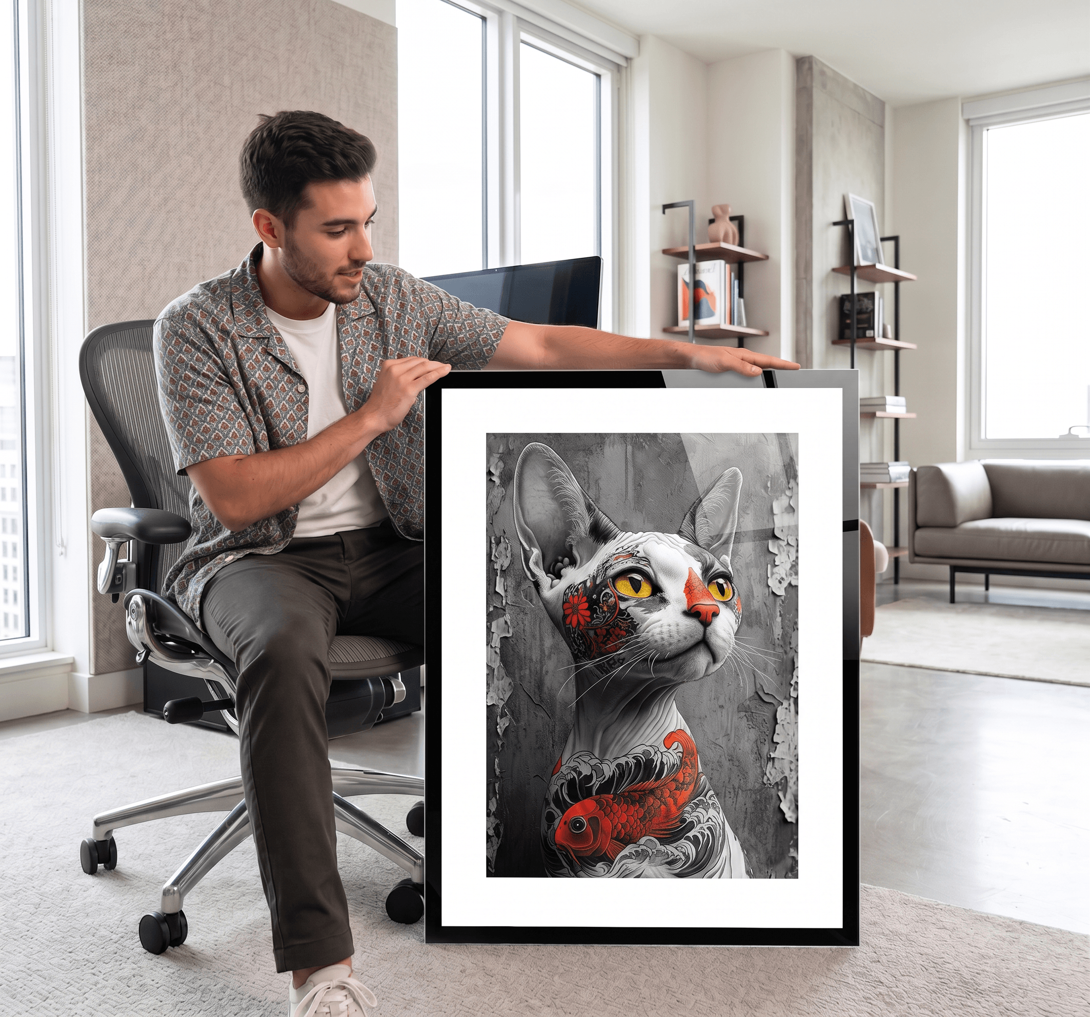 Cuadro Póster Gato Esfinge | Decoración Urbana Moderna
