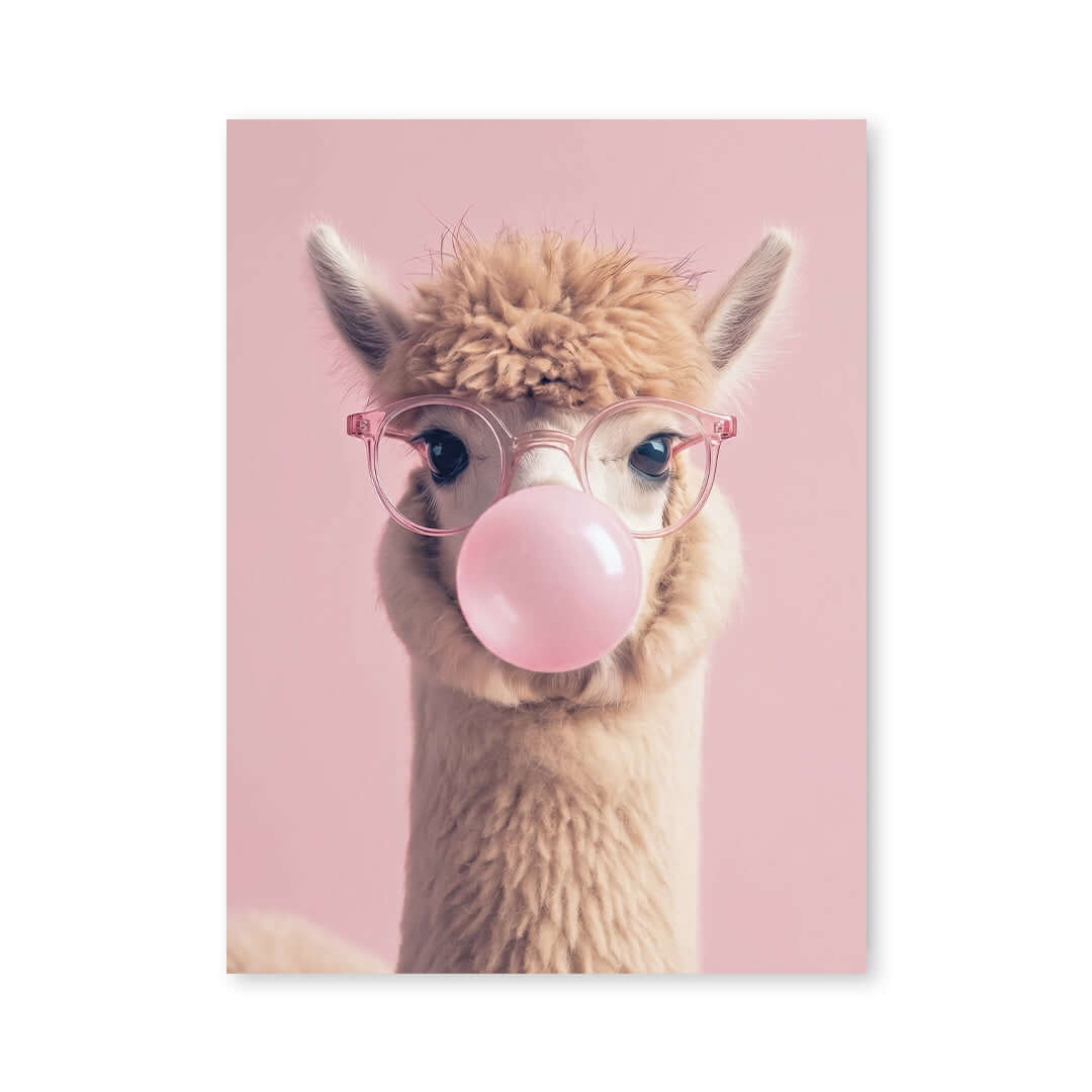 Cuadro Póster Llama con Chicle | Decoración Rosa Pastel