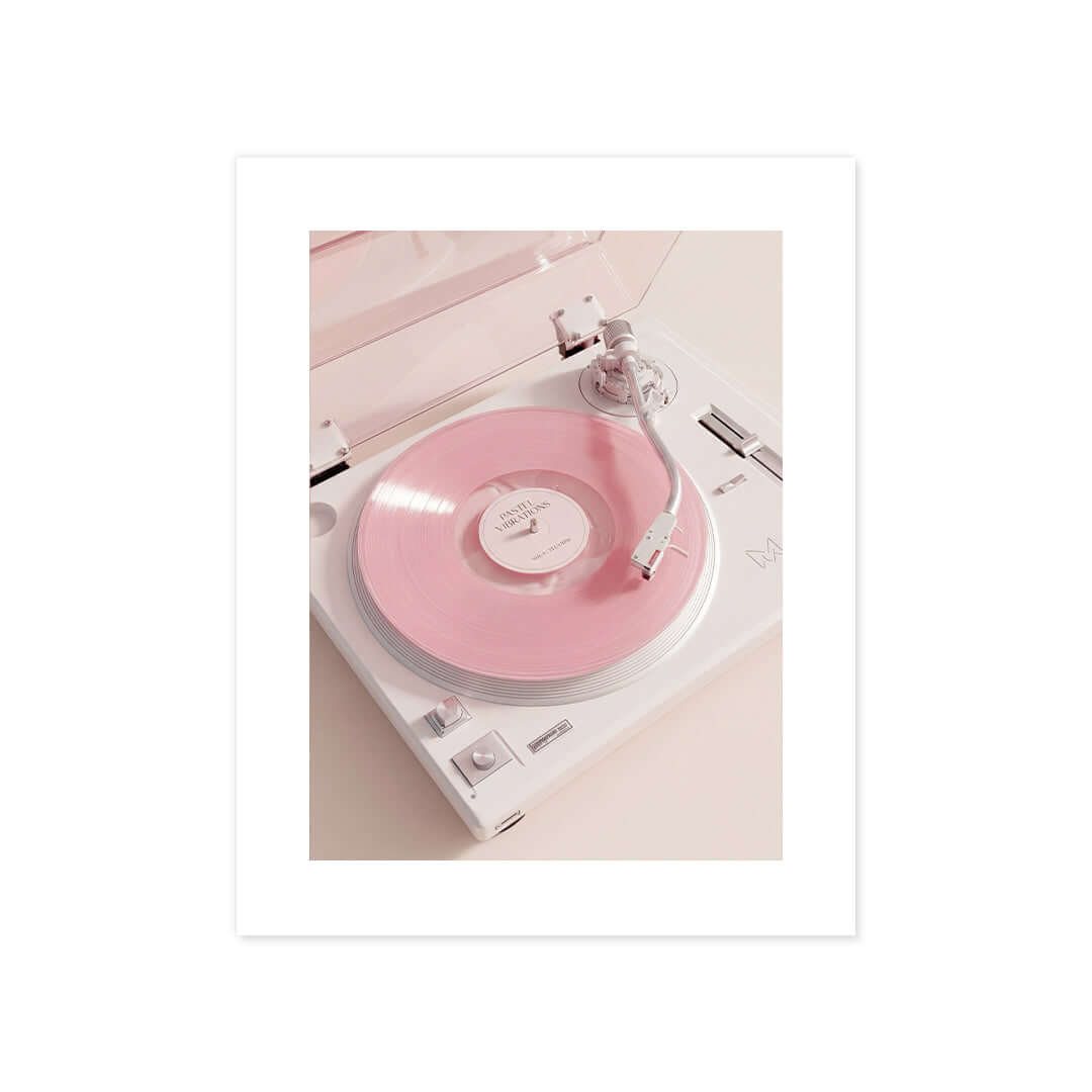 Cuadro Póster Tocadiscos Rosa | Decoración Retro Pastel