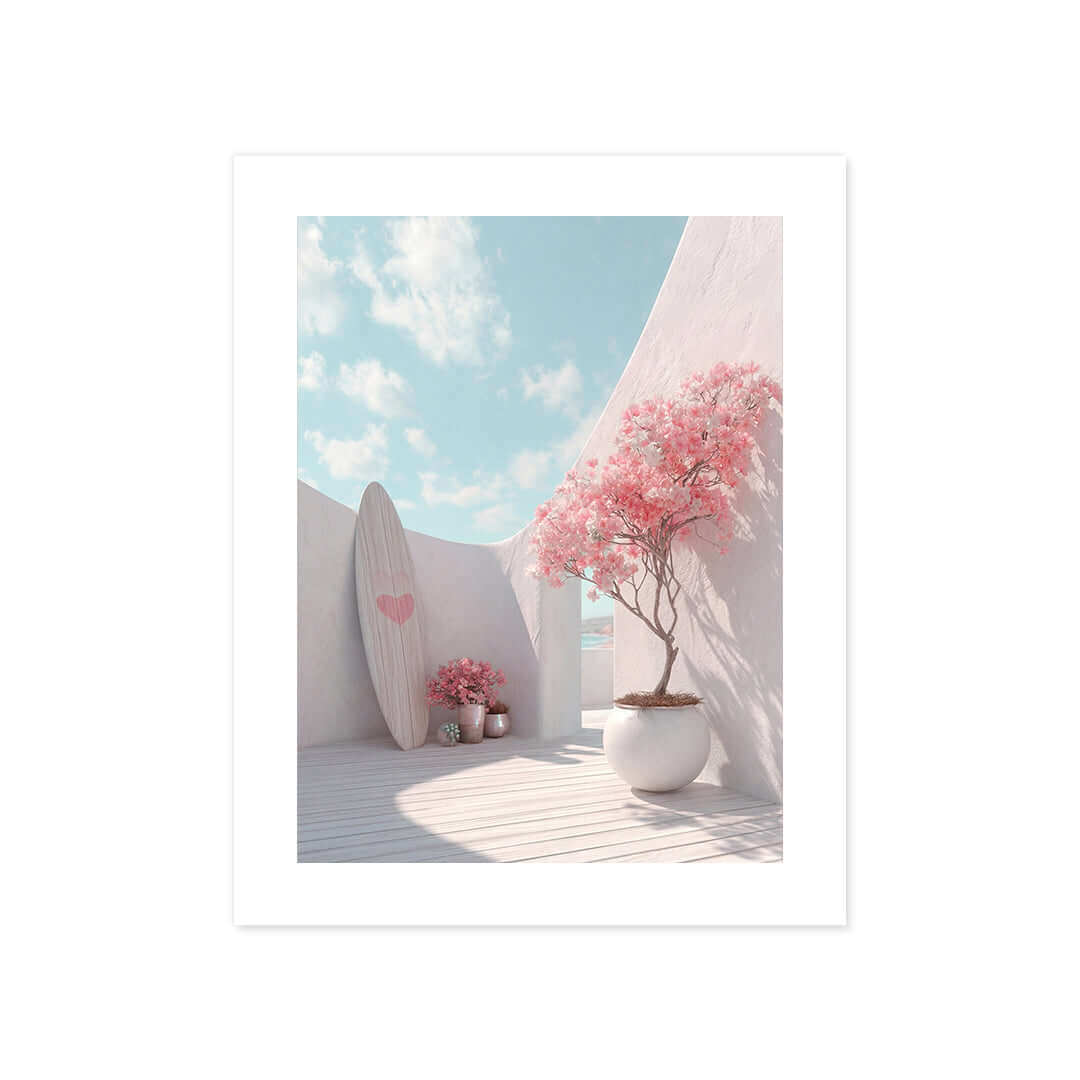 Cuadro Póster Costa Rosa | Decoración Marina Pastel