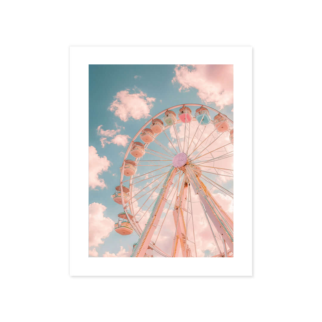 Cuadro Póster Noria Rosa | Decoración Pastel
