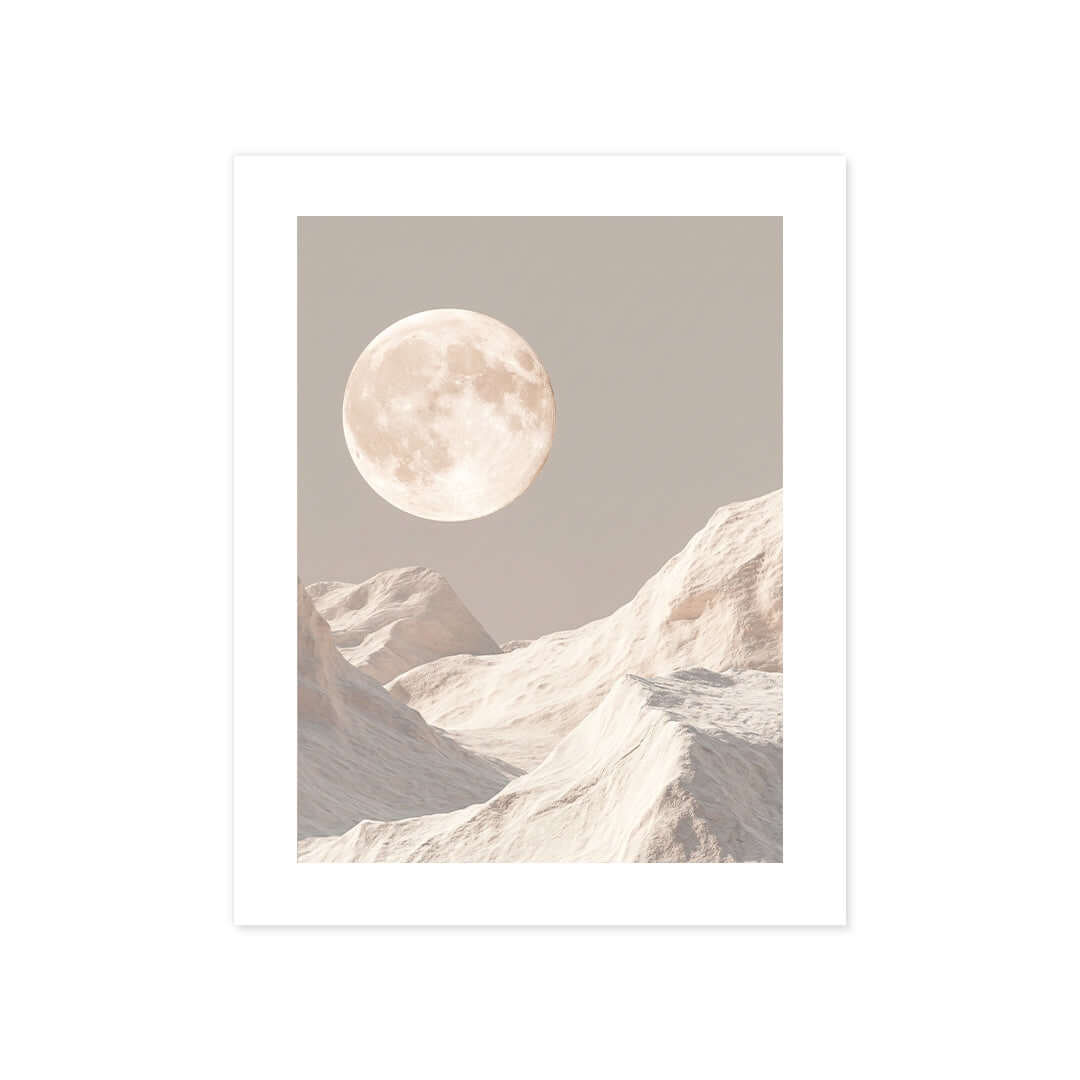 Cuadro Póster Luna sobre Montañas | Decoración Minimalista