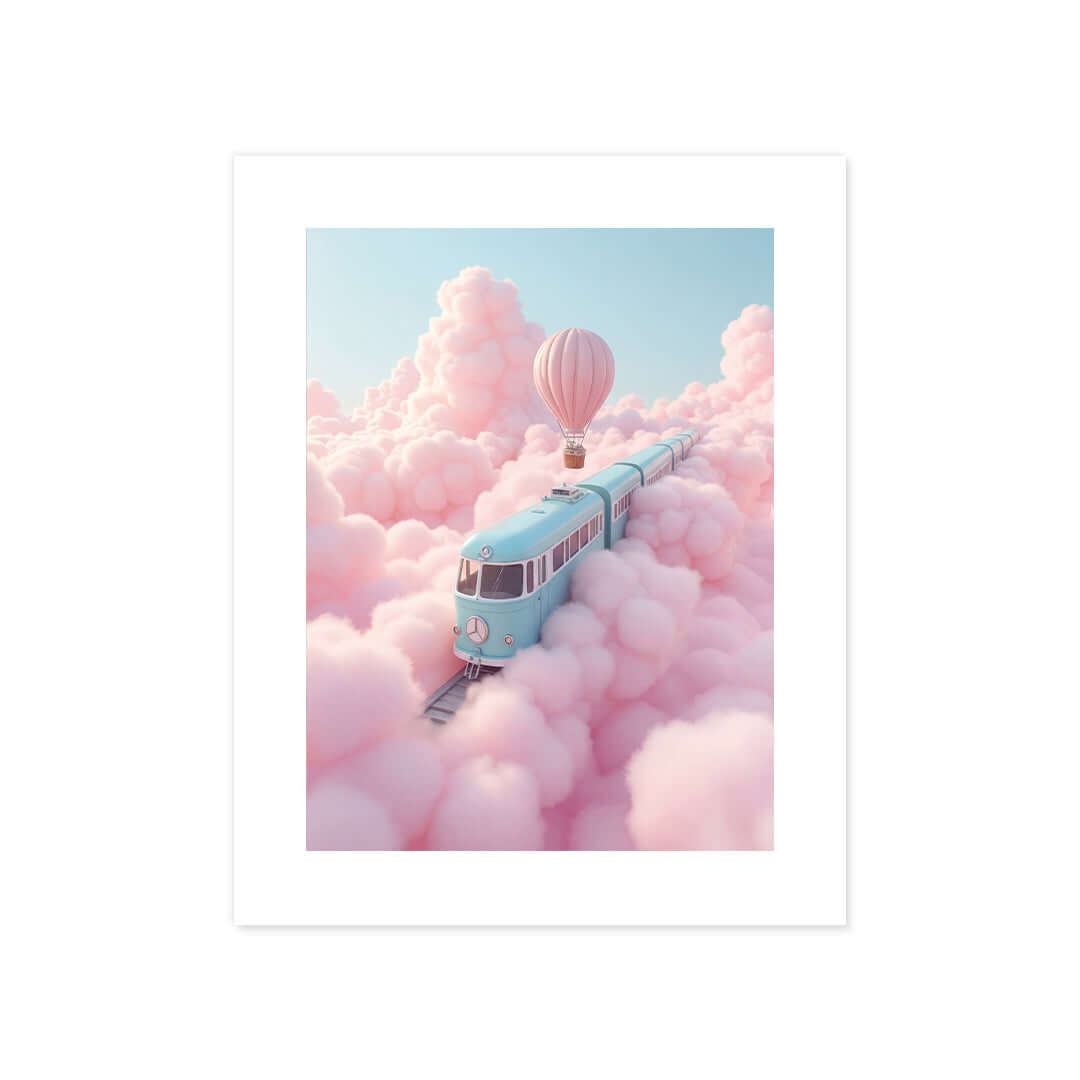 Cuadro Póster Autobús entre Nubes | Decoración Surrealista