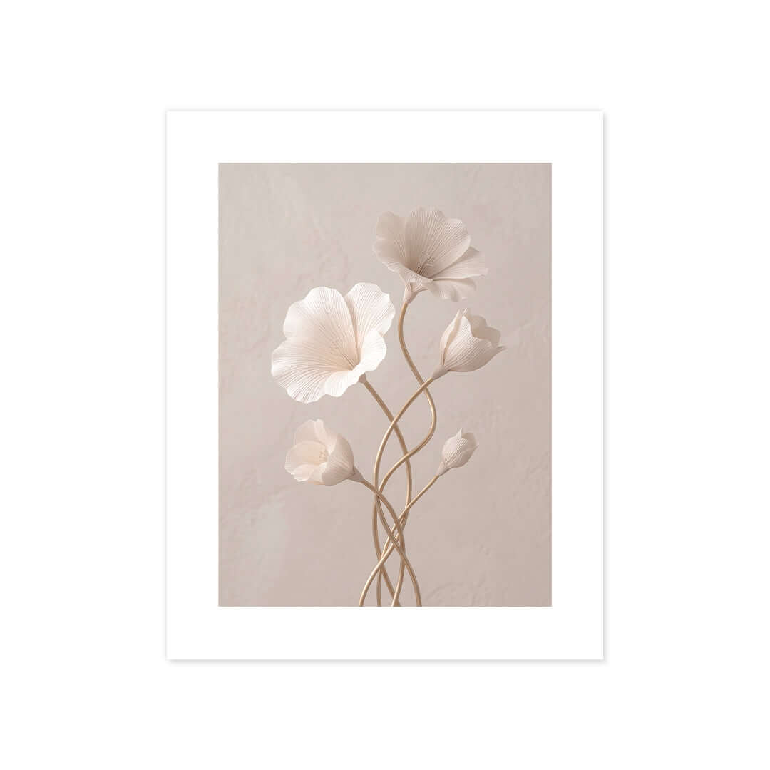 Cuadro Póster Flores Blancas | Decoración Botánica Minimalista