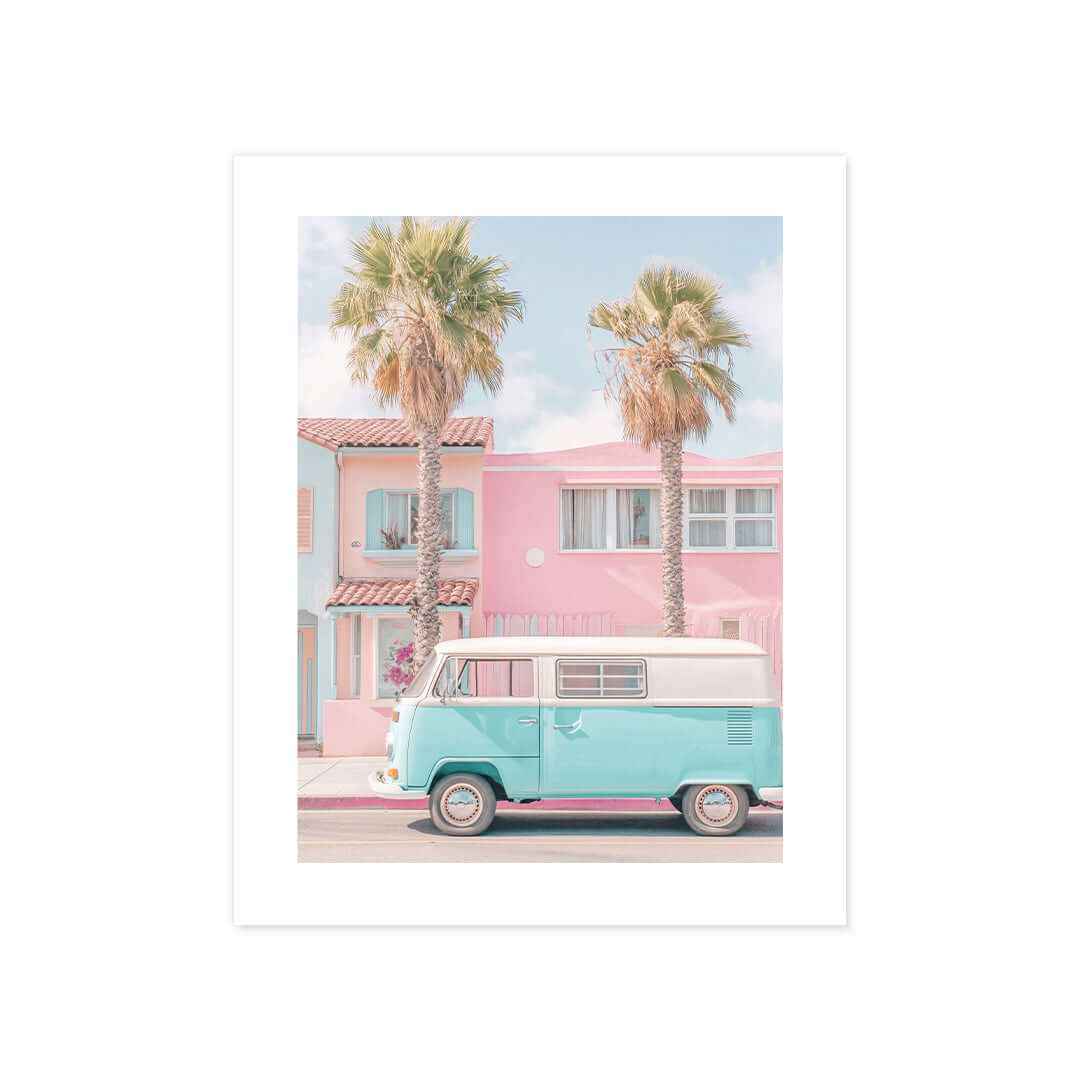 Cuadro Póster Furgoneta Retro | Decoración Veraniega Pastel